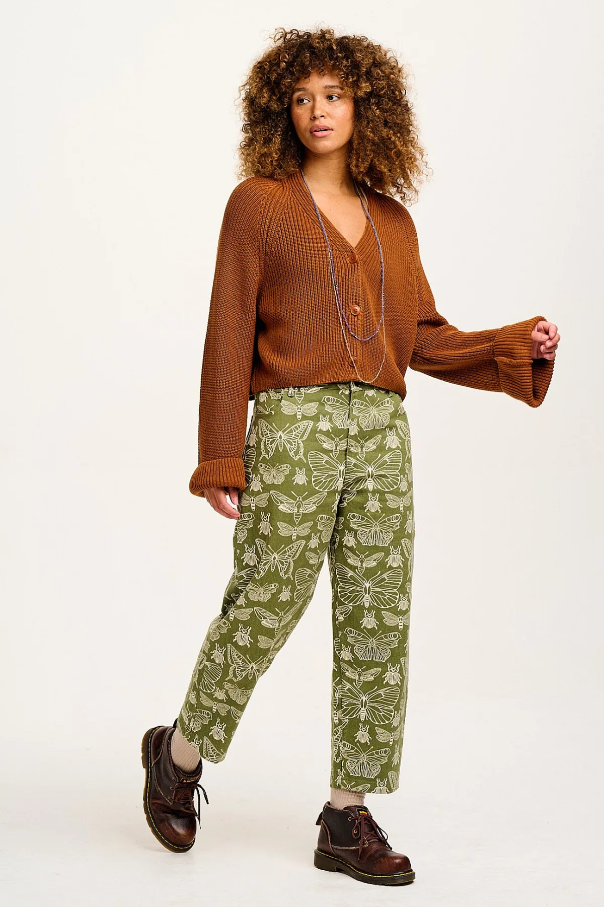 Lucy & Yak Drew - Straight Leg Twill Trousers in Papilio Print