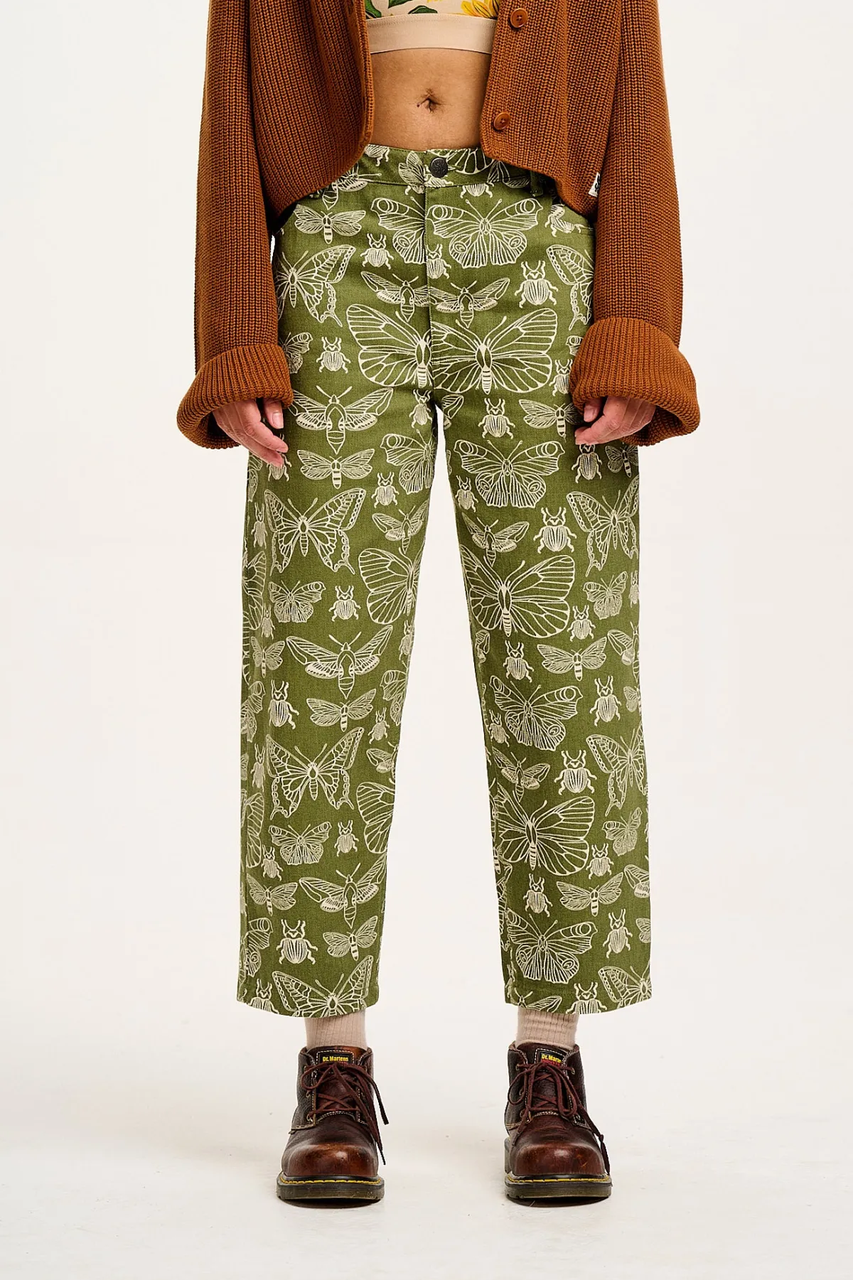 Lucy & Yak Drew - Straight Leg Twill Trousers in Papilio Print