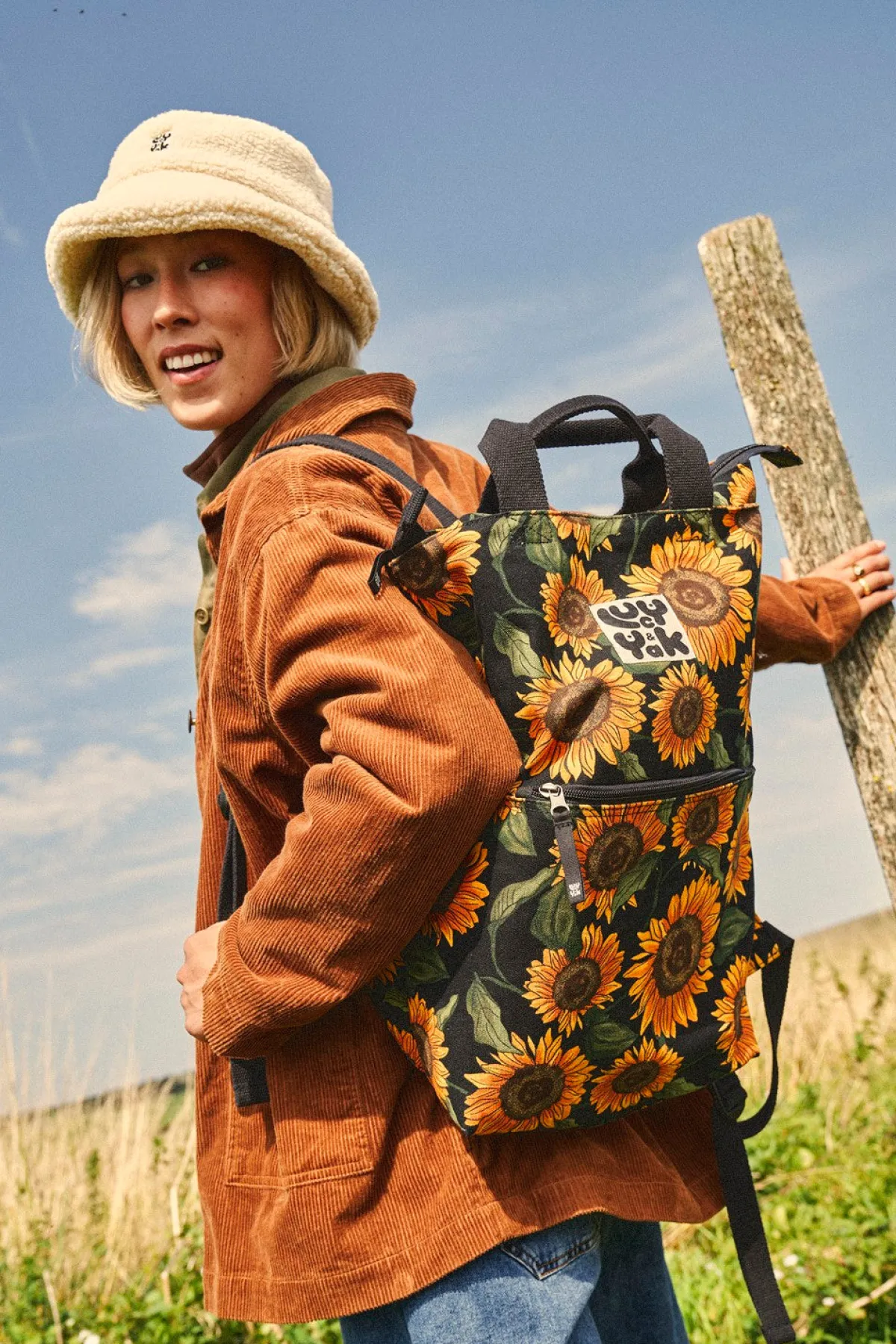 Lucy & Yak Dylan - Canvas Backpack in Sunflower Print