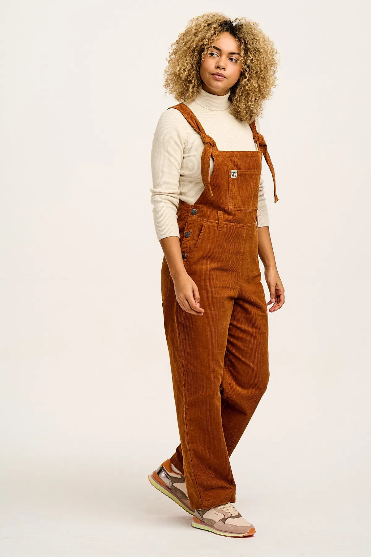 Lucy & Yak Easton - Corduroy Dungarees in Caramel Brown