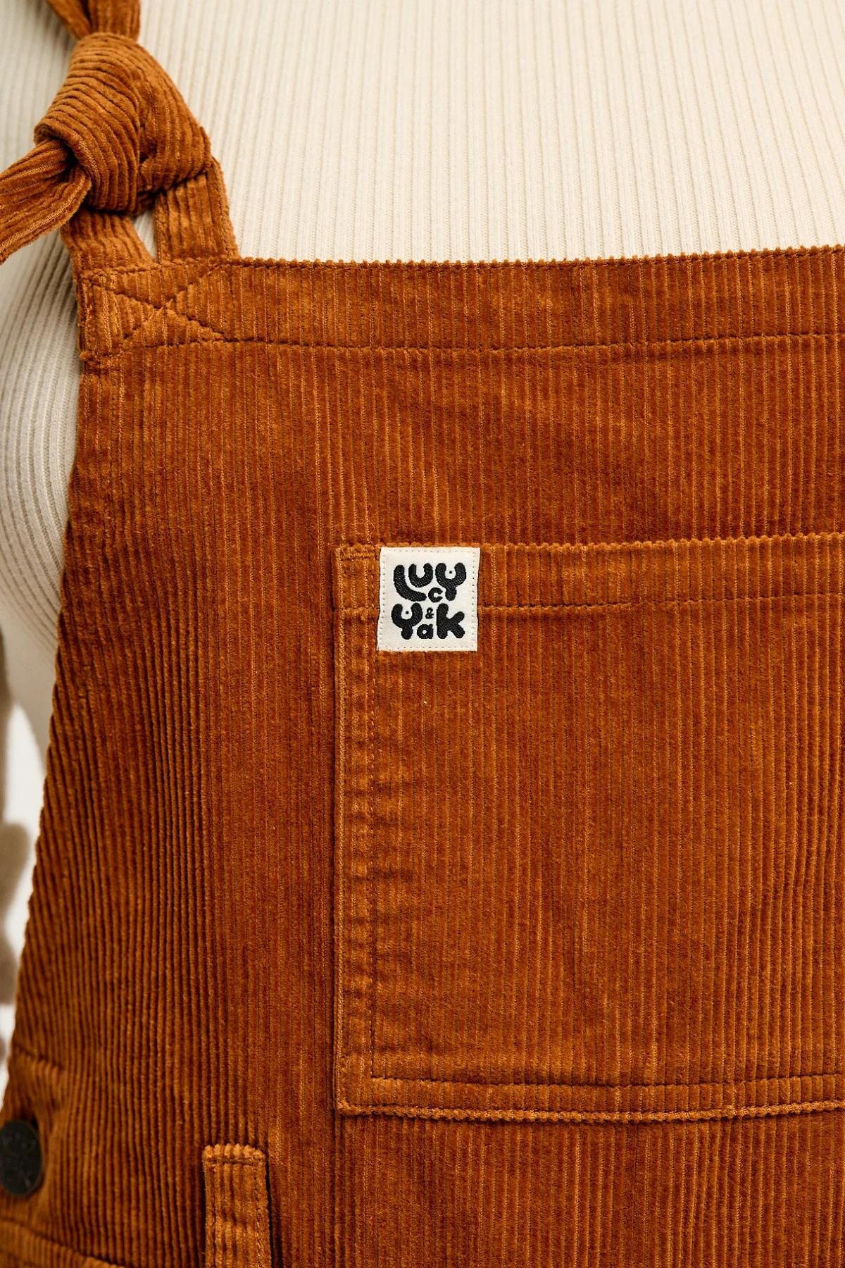 Lucy & Yak Easton - Corduroy Dungarees in Caramel Brown