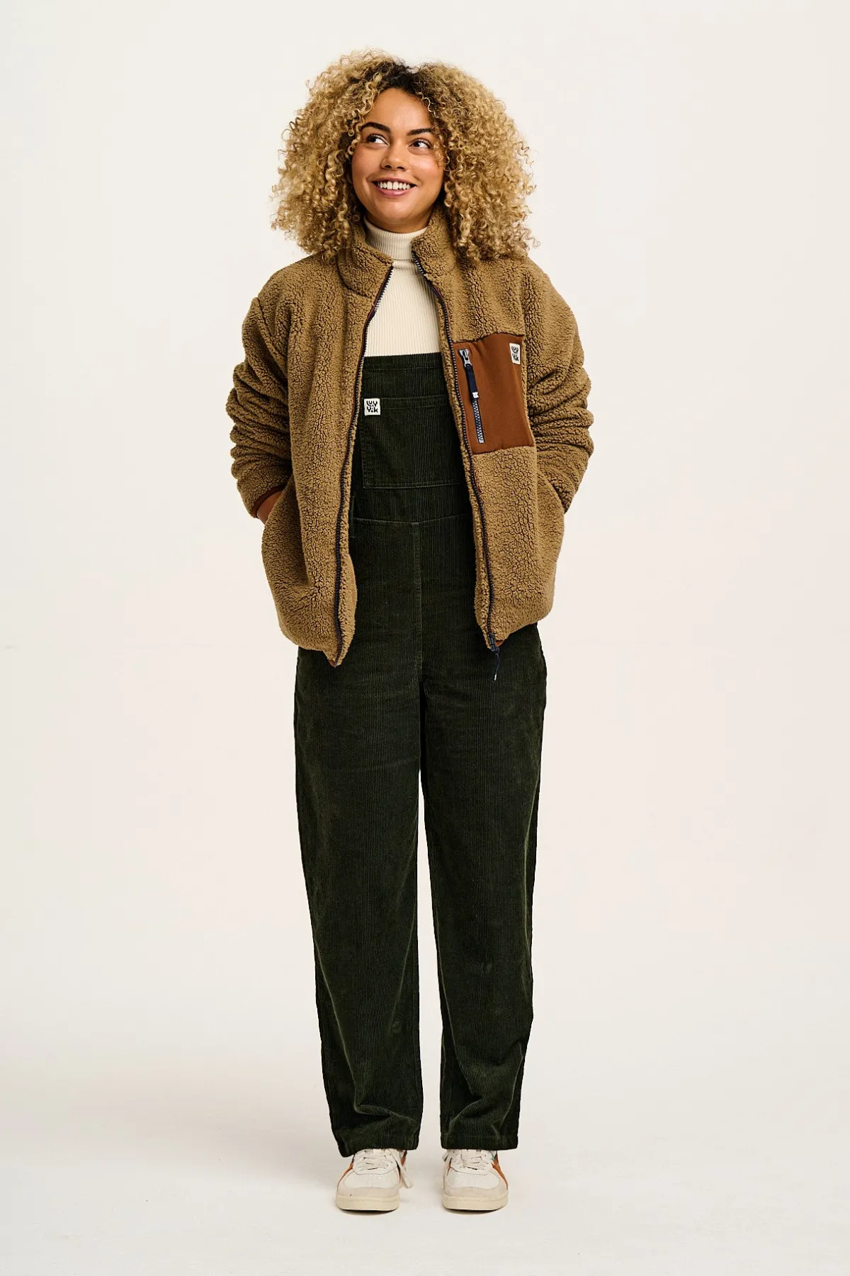 Lucy & Yak Easton - Corduroy Dungarees in Dark Olive Green