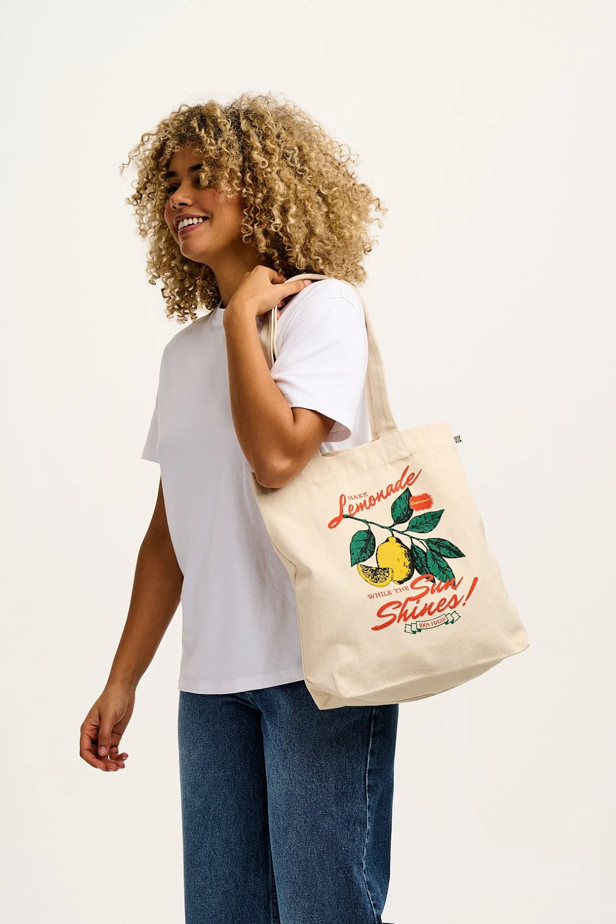 Lucy & Yak Felix - Cotton Tote Bag with Make Lemonade Print