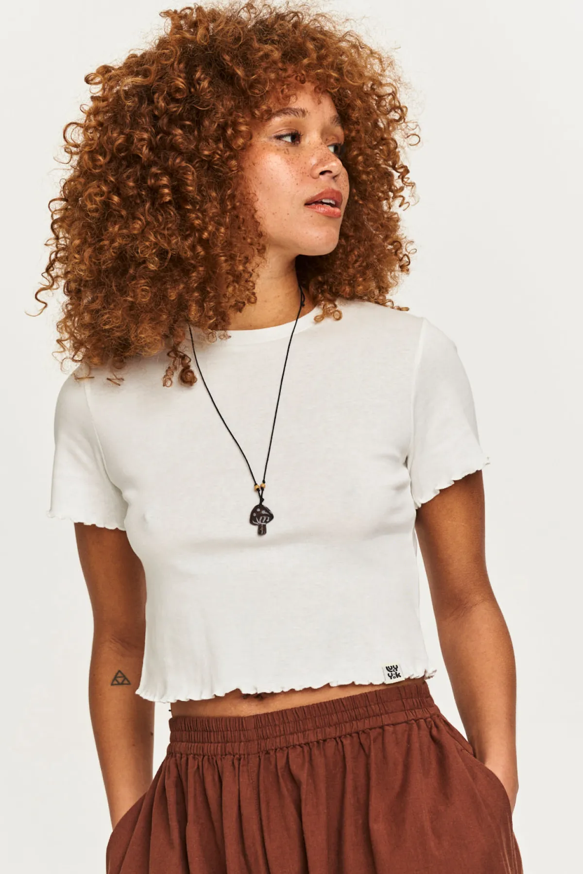 Lucy & Yak Greta - Cropped Cotton Top in Ecru