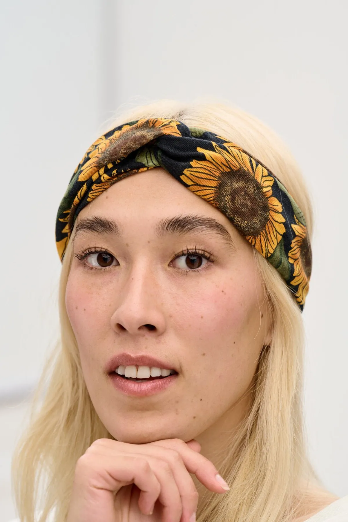 Lucy & Yak Hallie - Twist Top Cotton Headband in Sunflower Print