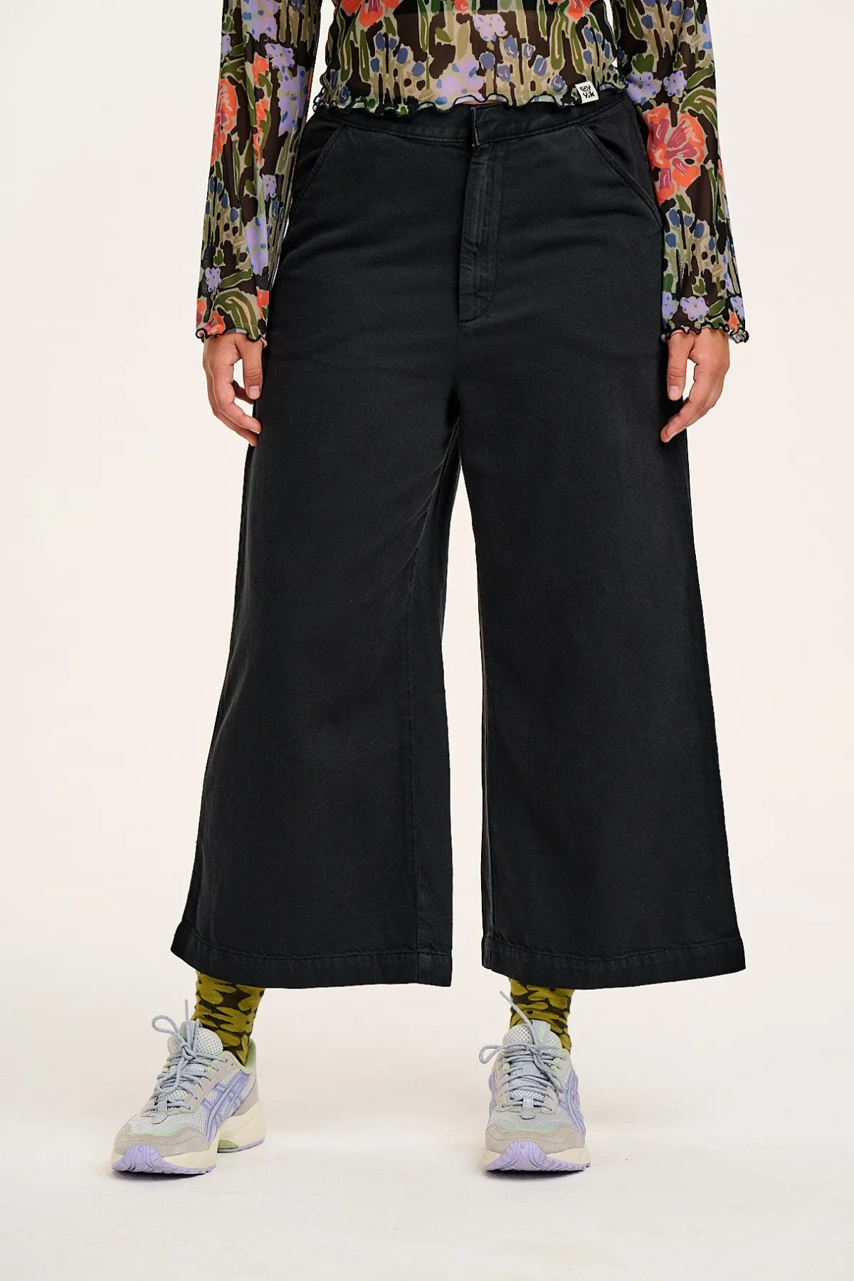 Lucy & Yak Halston - Wide leg Cotton & Hemp Trousers in Black