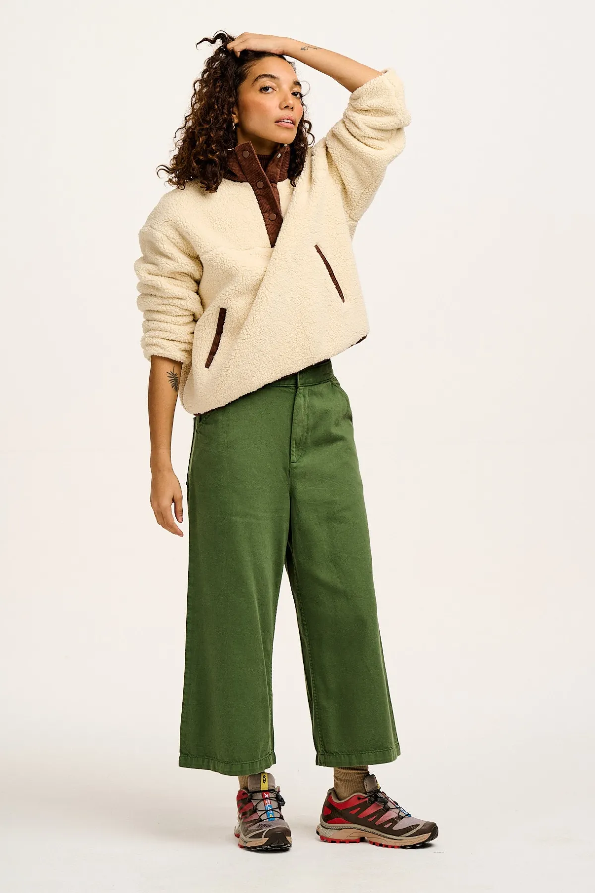 Lucy & Yak Halston - Wide leg Cotton & Hemp Trousers in Highland Green