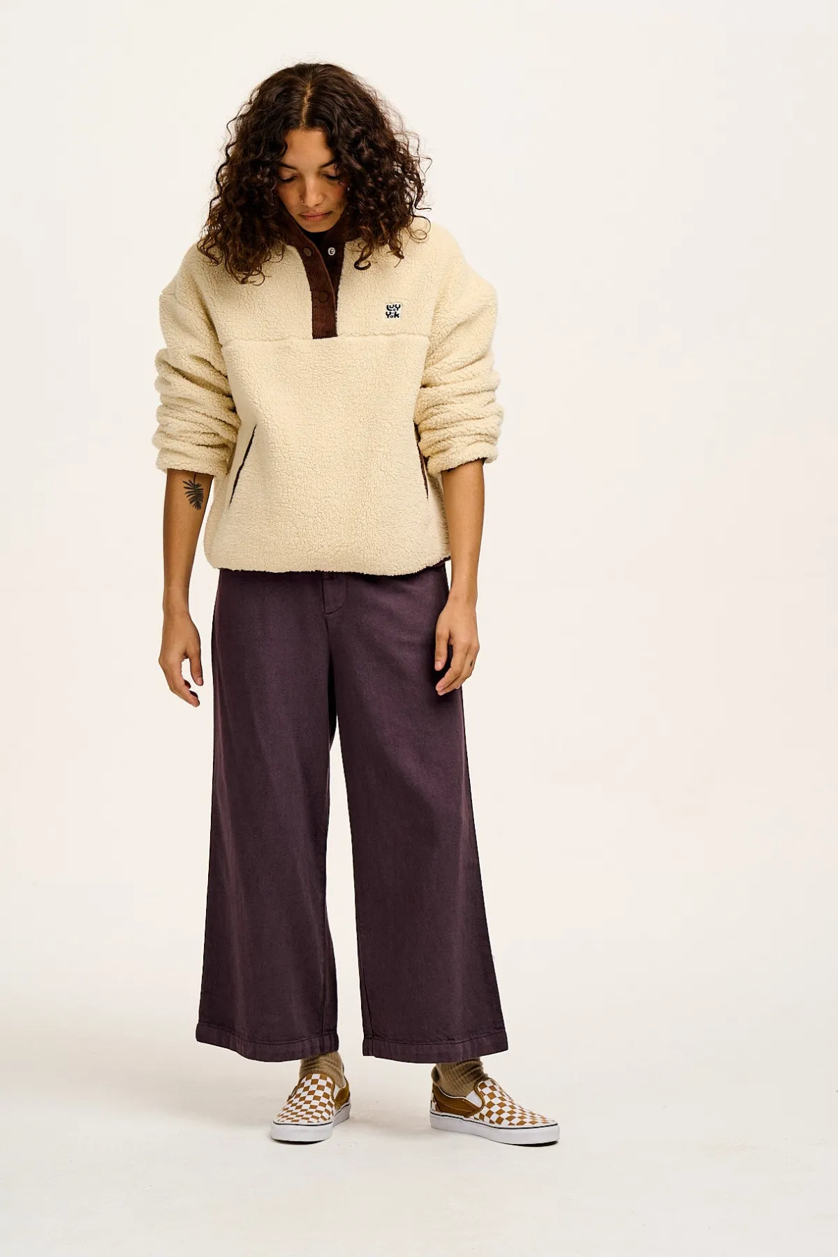 Lucy & Yak Halston - Wide leg Cotton & Hemp Trousers in Plum Perfect Purple