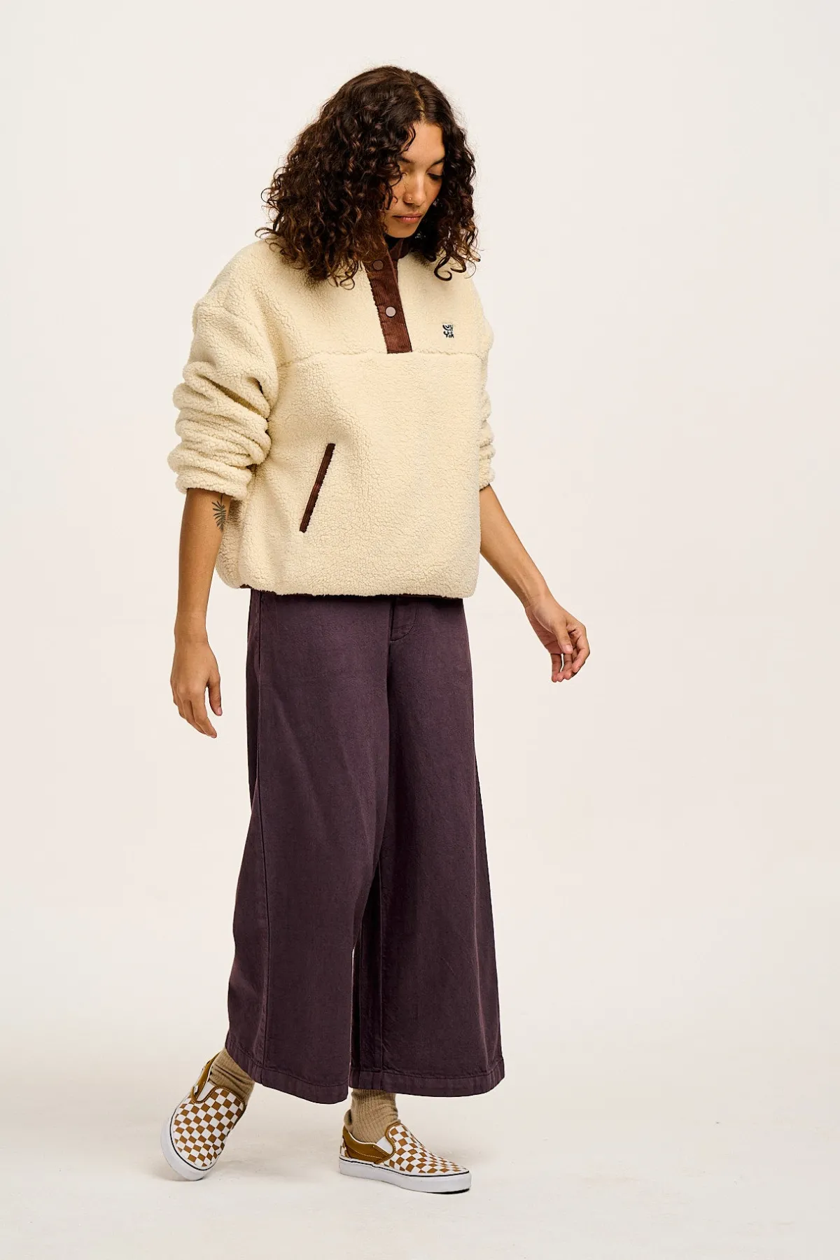 Lucy & Yak Halston - Wide leg Cotton & Hemp Trousers in Plum Perfect Purple