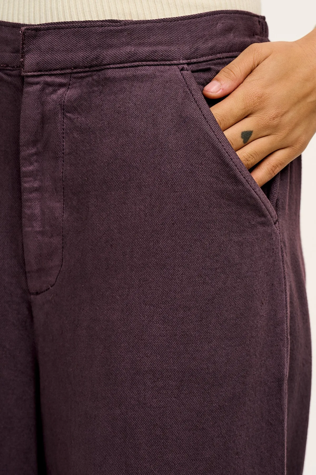 Lucy & Yak Halston - Wide leg Cotton & Hemp Trousers in Plum Perfect Purple