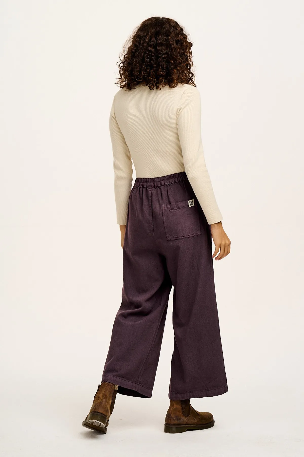 Lucy & Yak Halston - Wide leg Cotton & Hemp Trousers in Plum Perfect Purple
