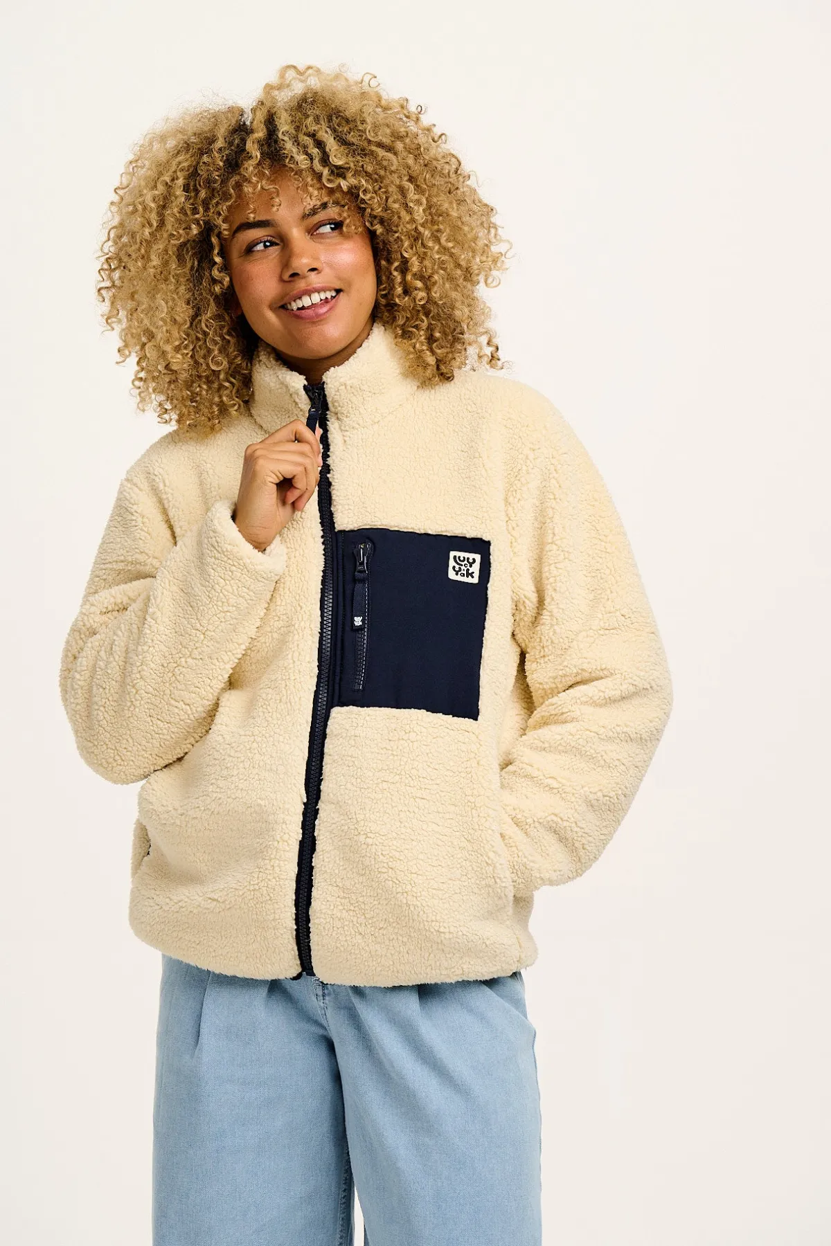 Lucy & Yak Harper - Borg Fleece Jacket in Cream