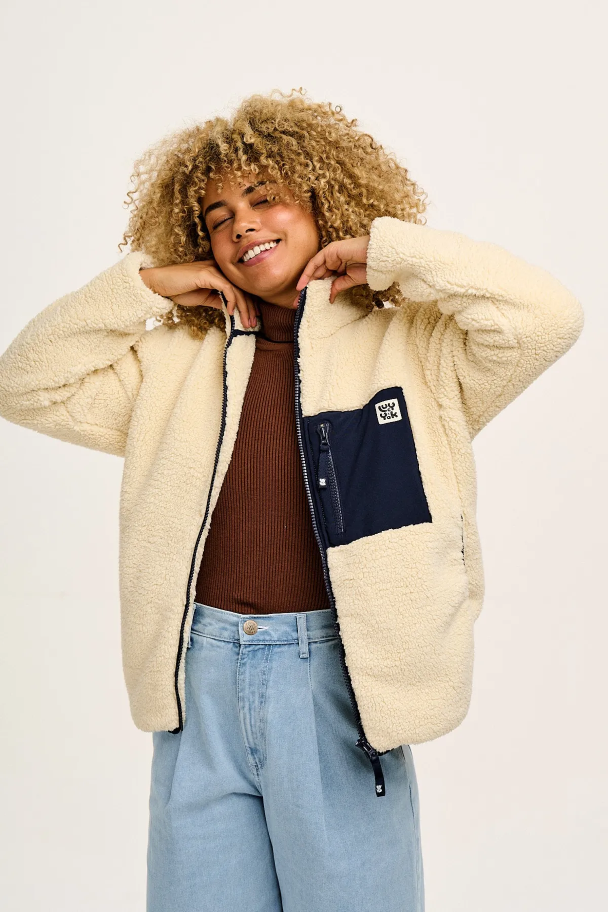 Lucy & Yak Harper - Borg Fleece Jacket in Cream