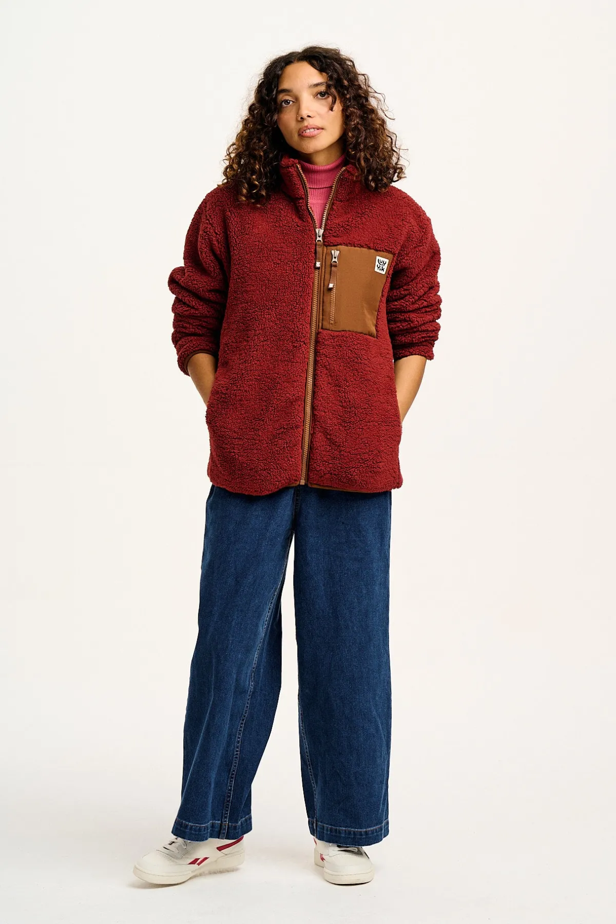 Lucy & Yak Harper - Borg Fleece Jacket in Jasper Red