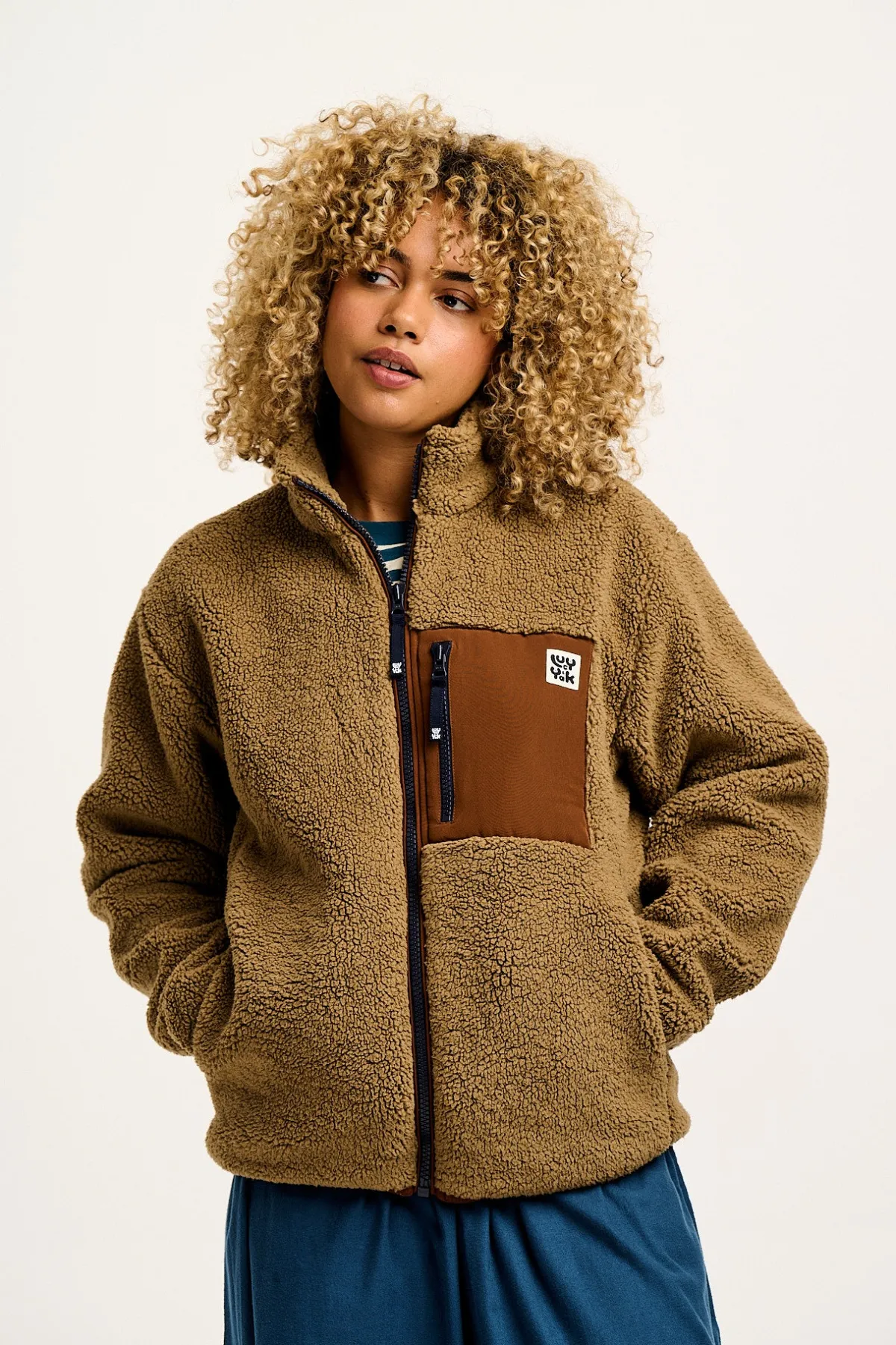 Lucy & Yak Harper - Borg Fleece Jacket in Mocha Chocca Latte Brown