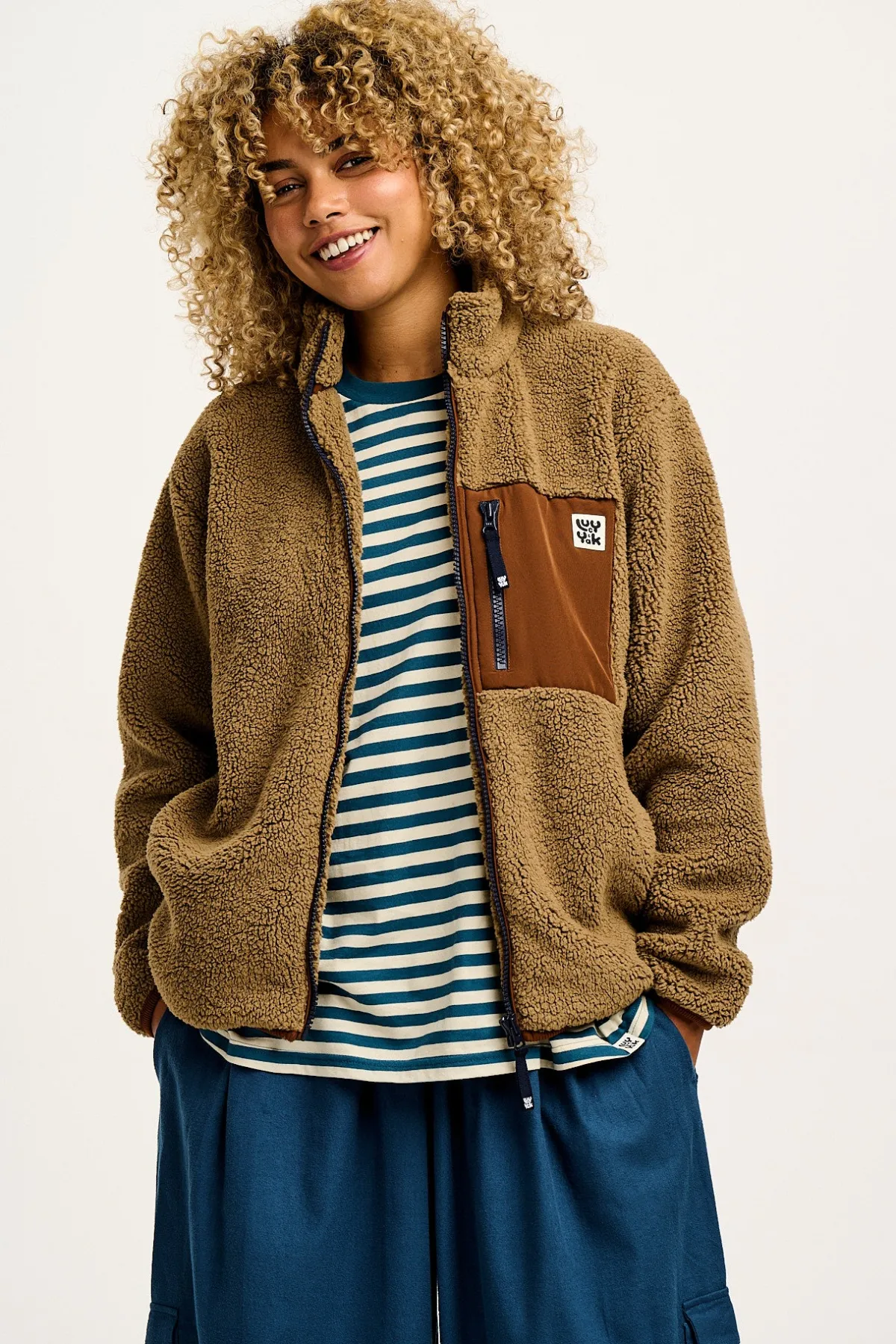 Lucy & Yak Harper - Borg Fleece Jacket in Mocha Chocca Latte Brown