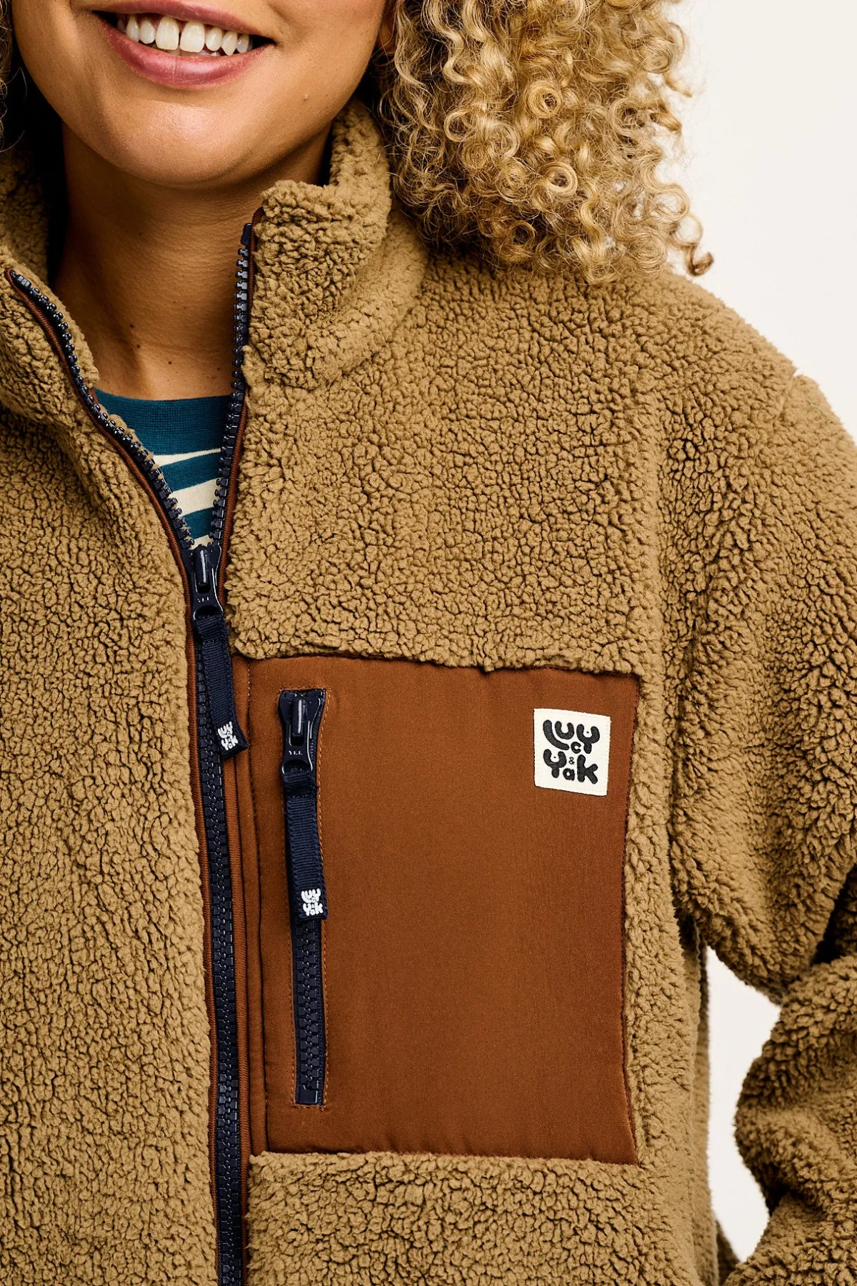Lucy & Yak Harper - Borg Fleece Jacket in Mocha Chocca Latte Brown