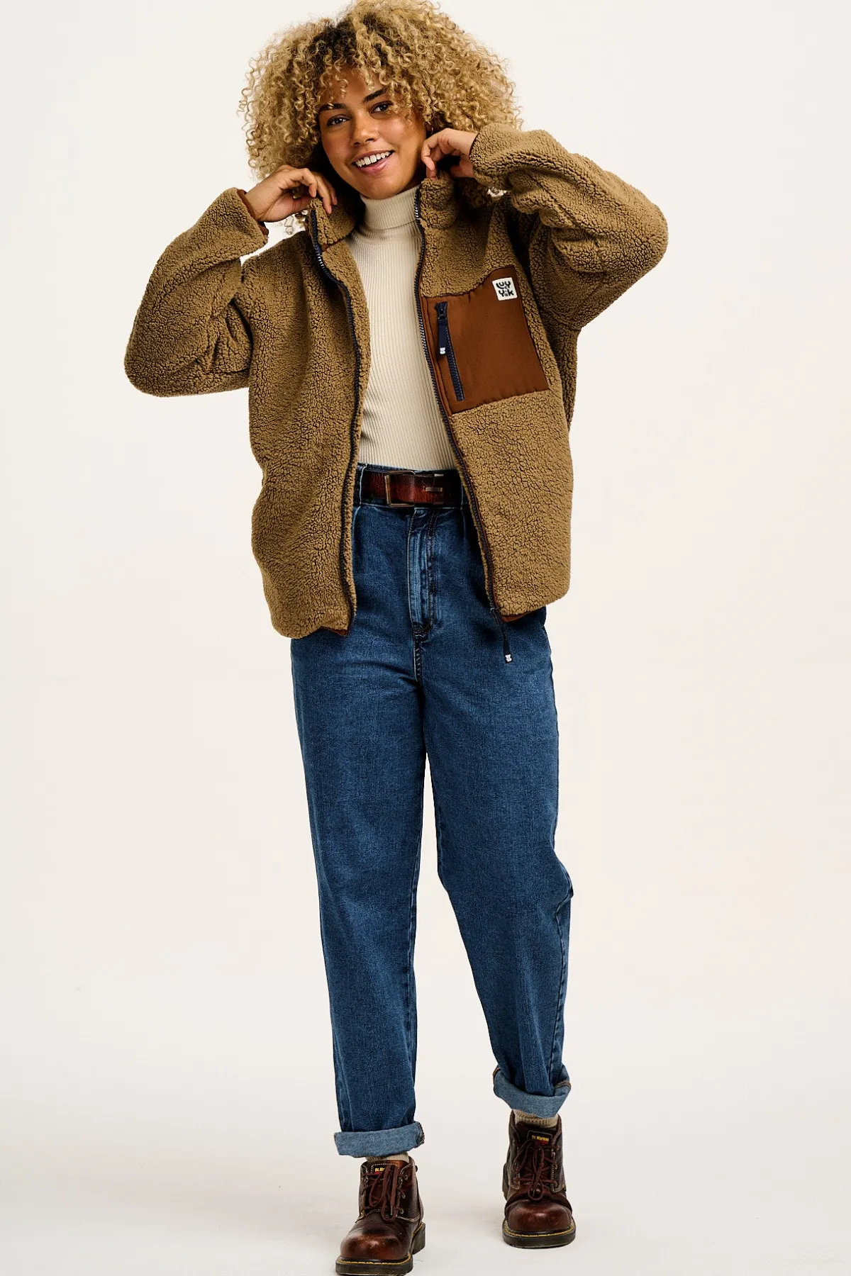 Lucy & Yak Harper - Borg Fleece Jacket in Mocha Chocca Latte Brown