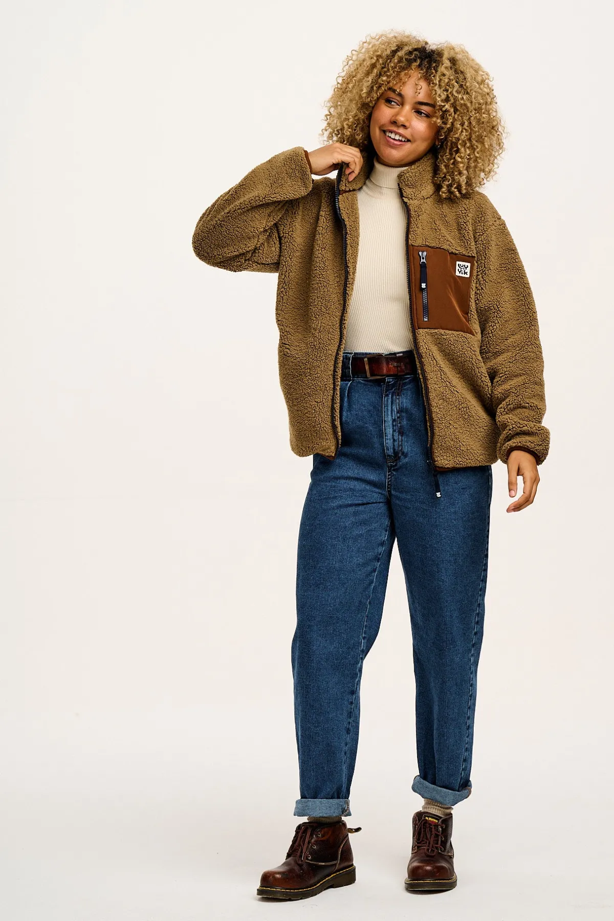 Lucy & Yak Harper - Borg Fleece Jacket in Mocha Chocca Latte Brown