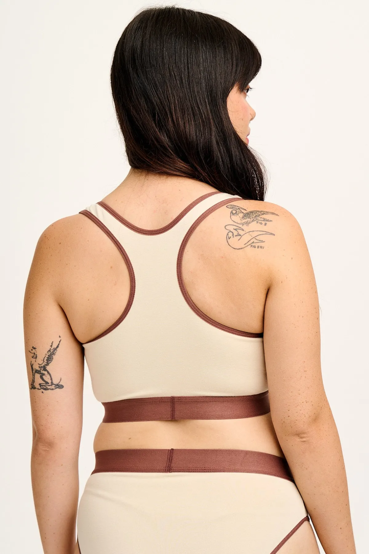 Lucy & Yak Iona - Racer Back Cotton & Bamboo Crop Top in Ecru