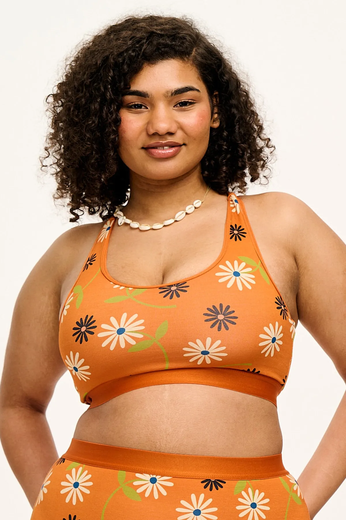 Lucy & Yak Iona - Racer Back Cotton & Bamboo Crop Top in Veronica Print