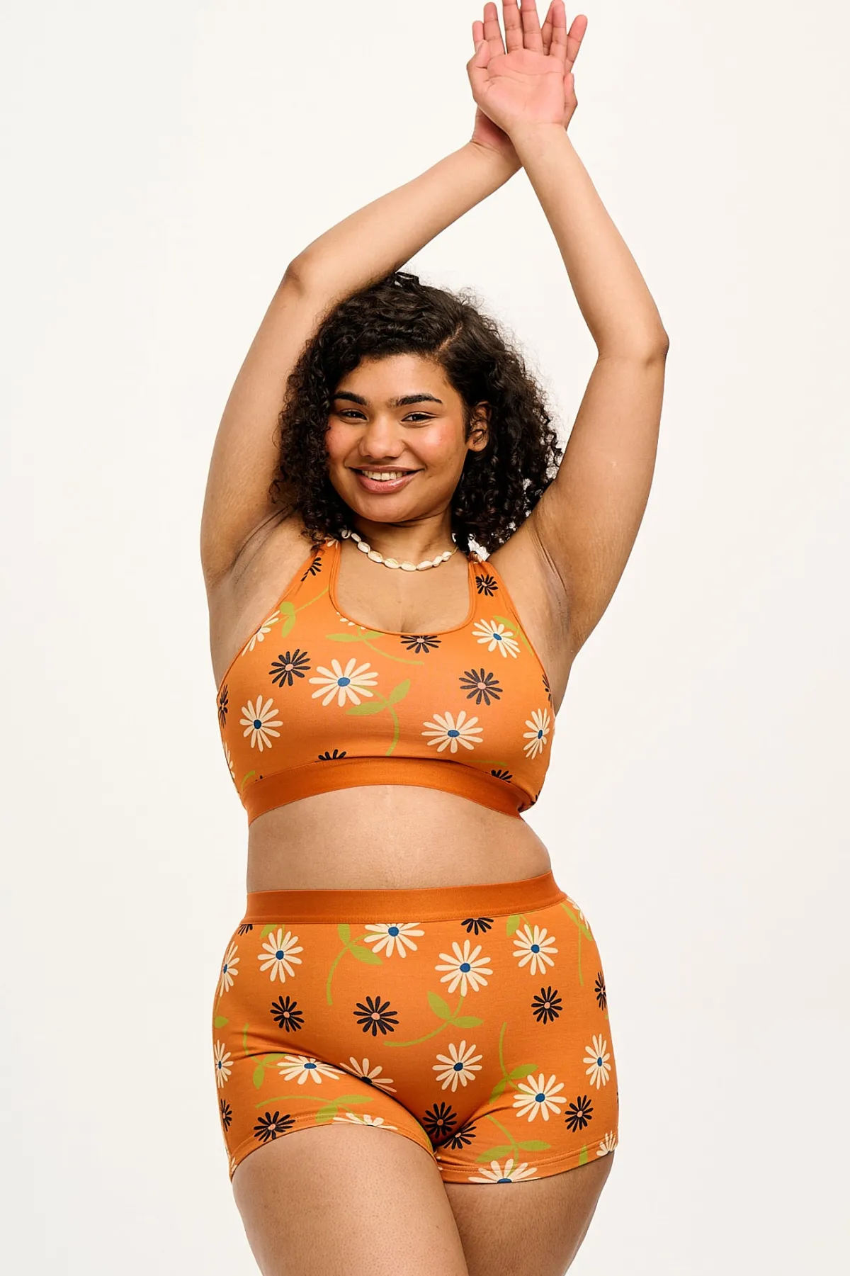 Lucy & Yak Iona - Racer Back Cotton & Bamboo Crop Top in Veronica Print