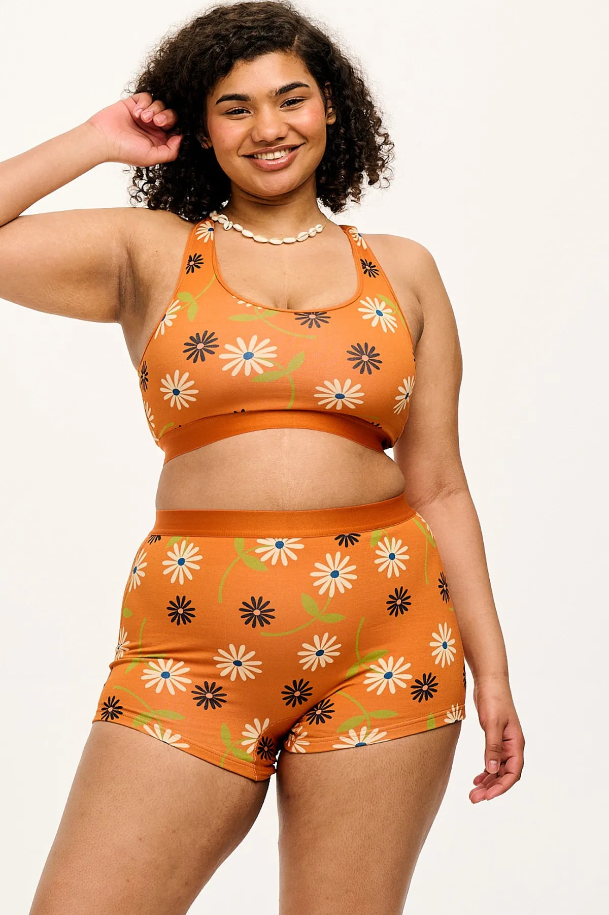 Lucy & Yak Iona - Racer Back Cotton & Bamboo Crop Top in Veronica Print