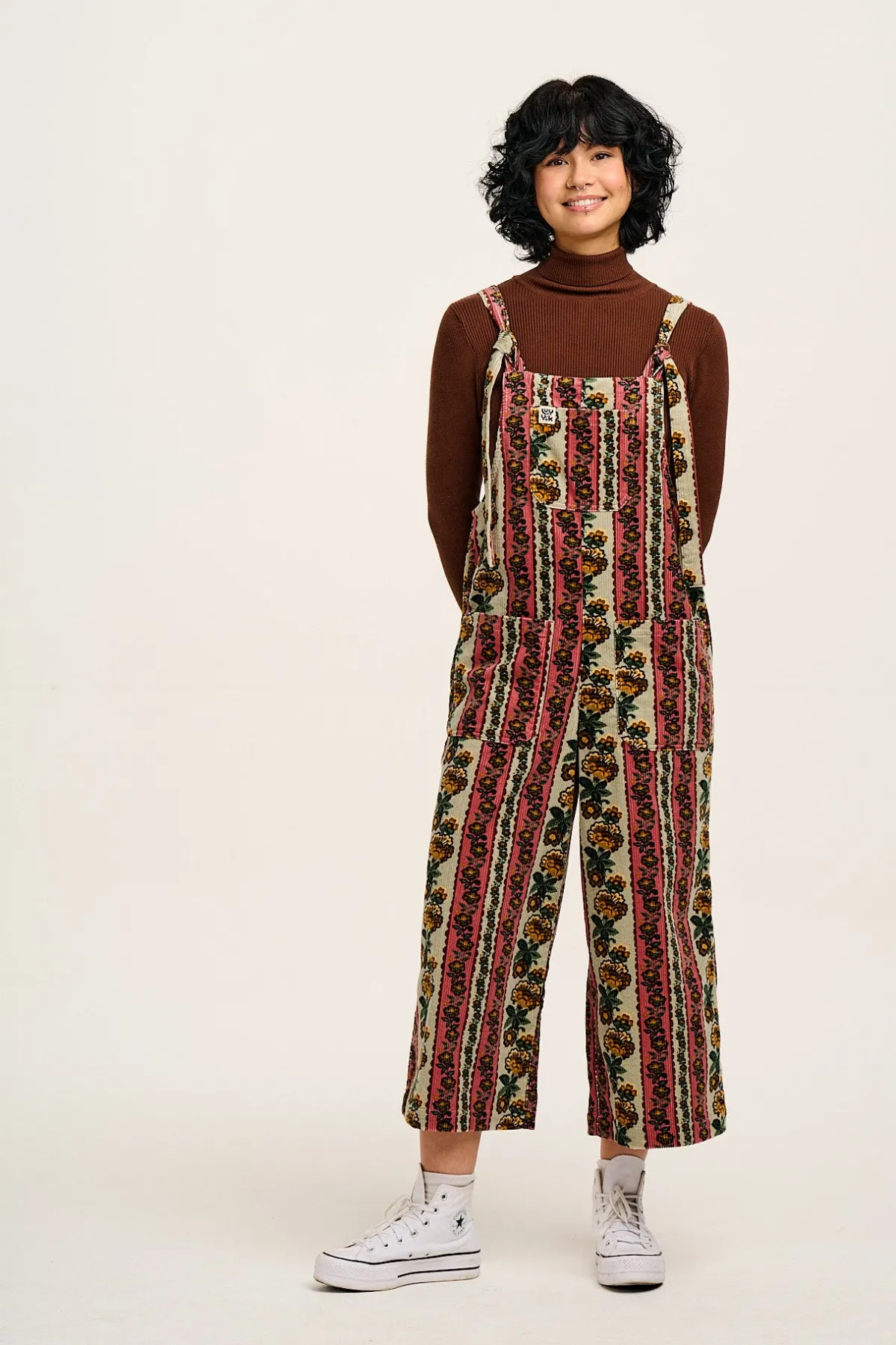Lucy & Yak Jenny - Wide Leg Corduroy Dungarees in Betsy Floral Print