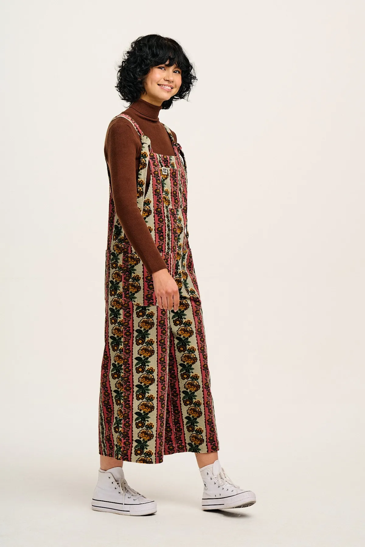 Lucy & Yak Jenny - Wide Leg Corduroy Dungarees in Betsy Floral Print