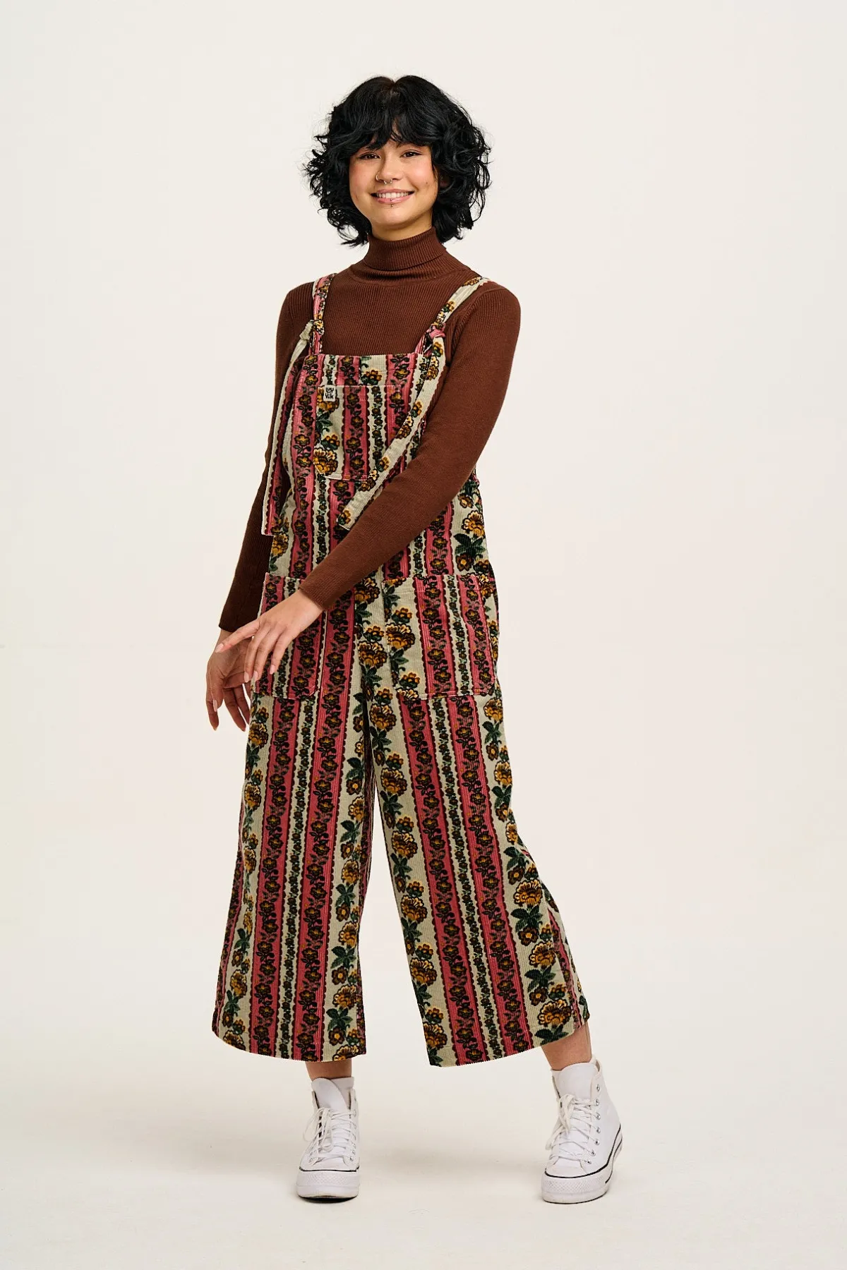 Lucy & Yak Jenny - Wide Leg Corduroy Dungarees in Betsy Floral Print