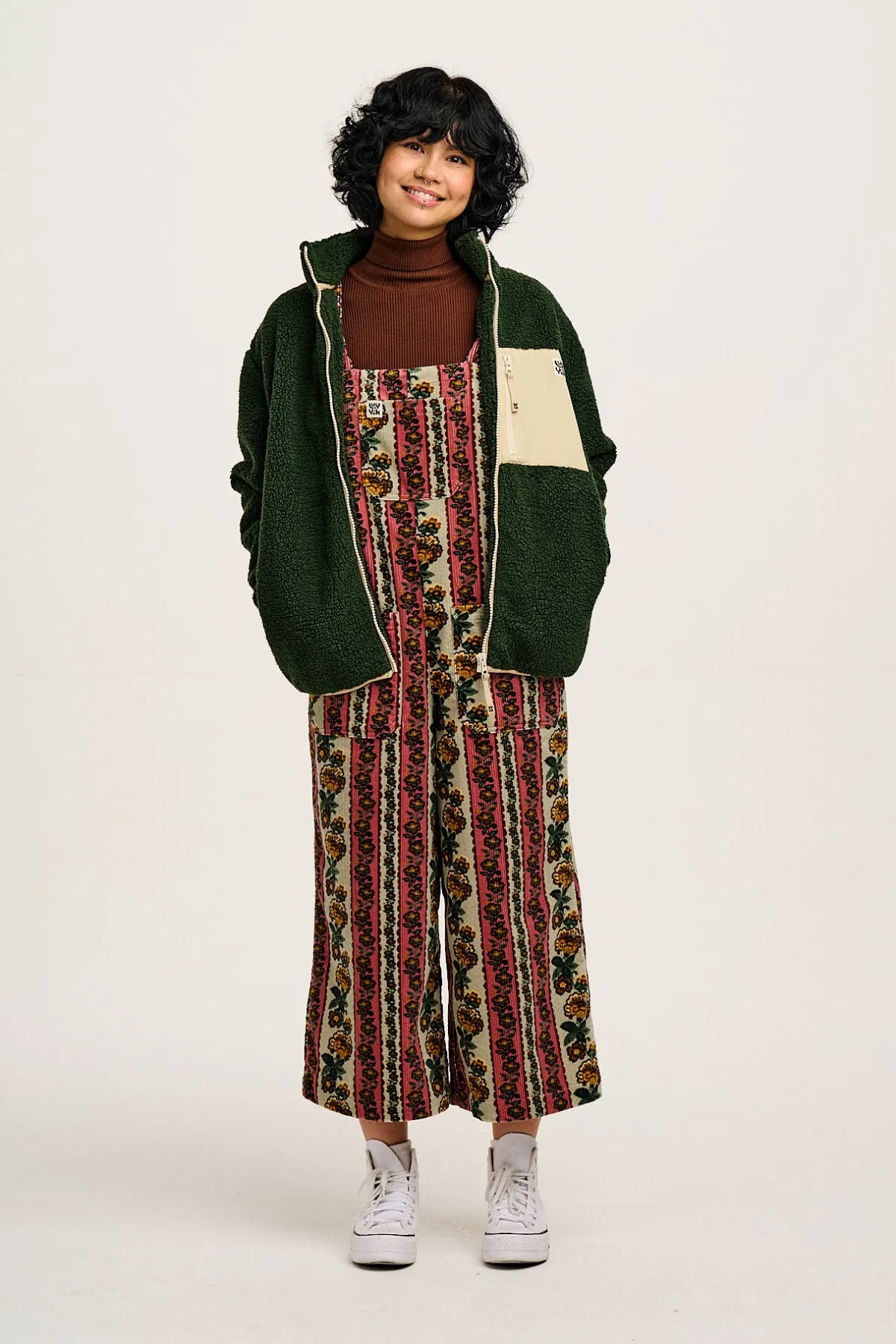 Lucy & Yak Jenny - Wide Leg Corduroy Dungarees in Betsy Floral Print