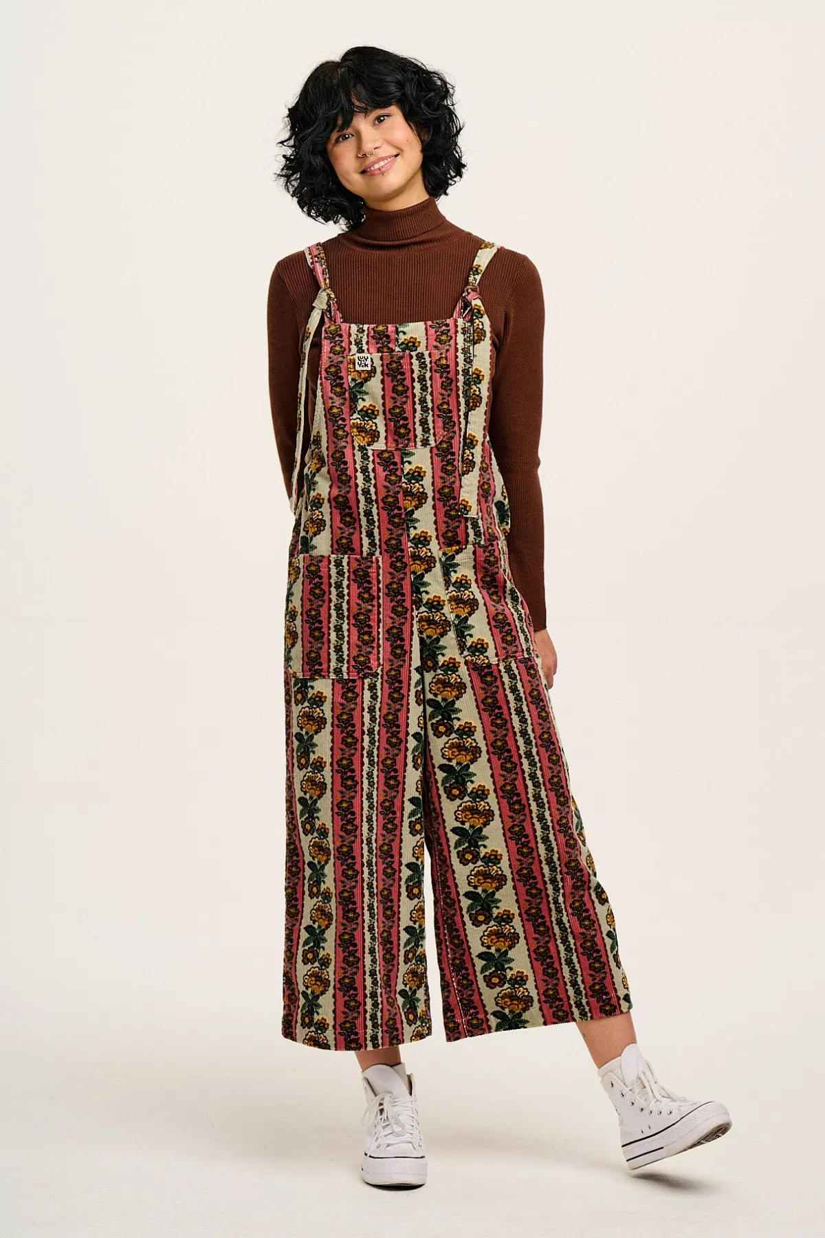 Lucy & Yak Jenny - Wide Leg Corduroy Dungarees in Betsy Floral Print