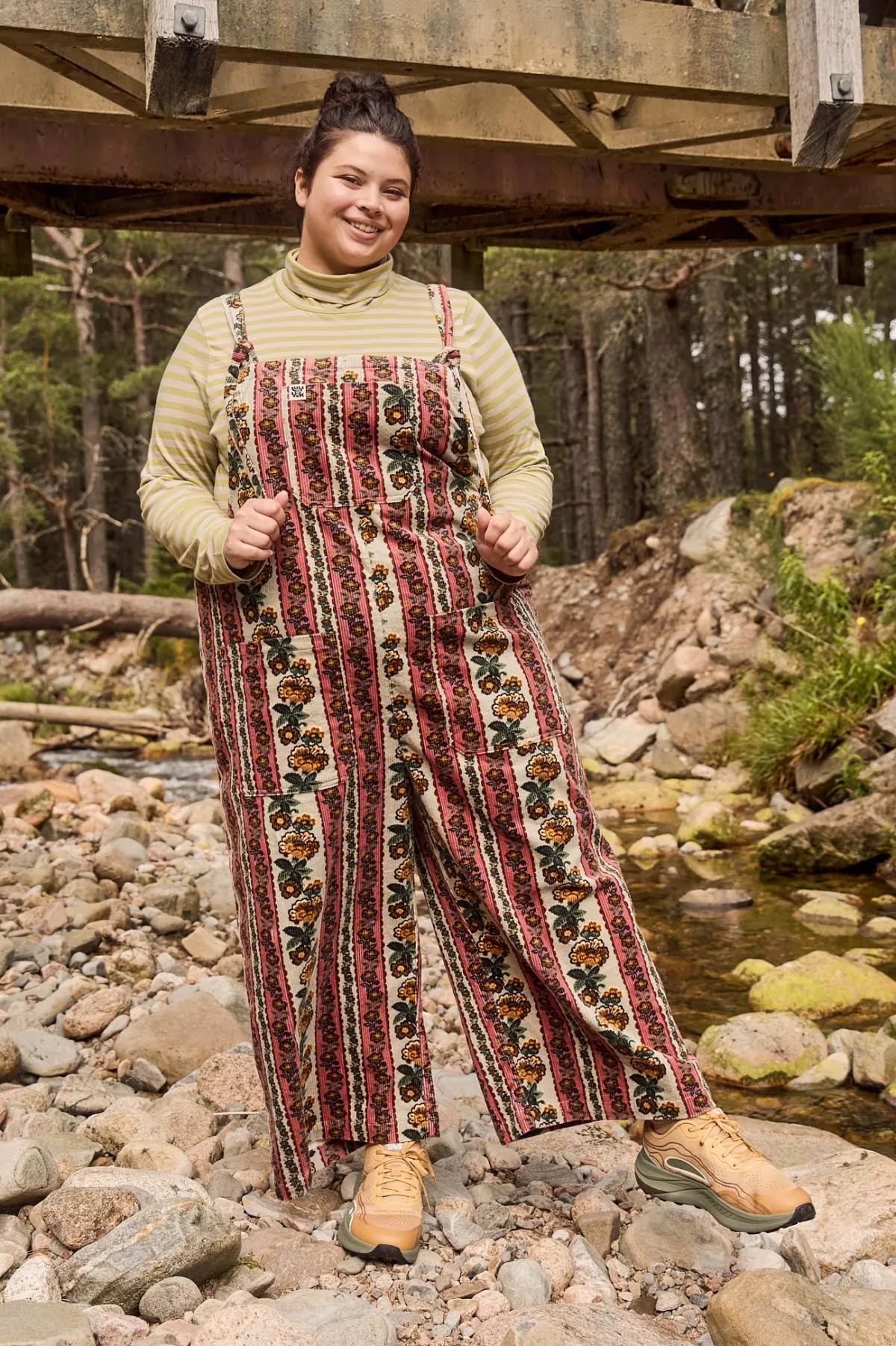 Lucy & Yak Jenny - Wide Leg Corduroy Dungarees in Betsy Floral Print