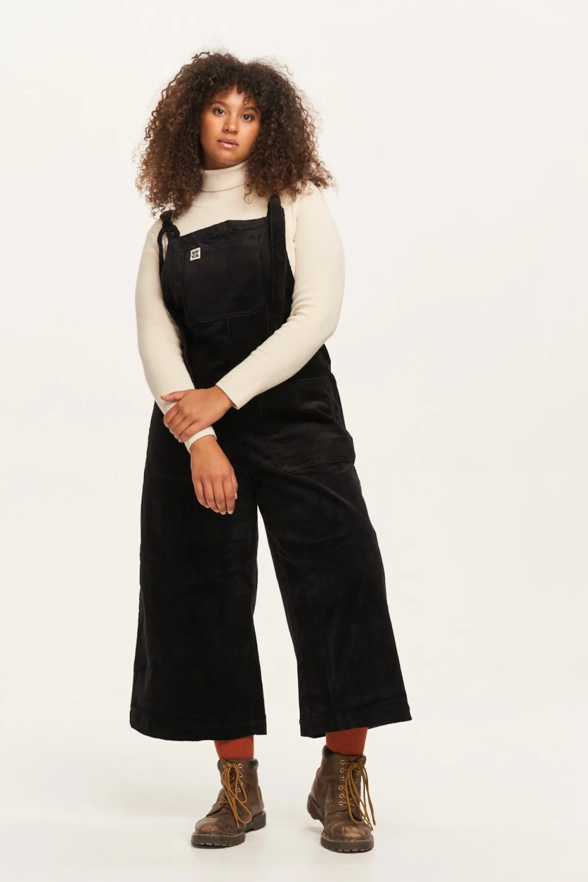 Lucy & Yak Jenny - Wide Leg Corduroy Dungarees in Black