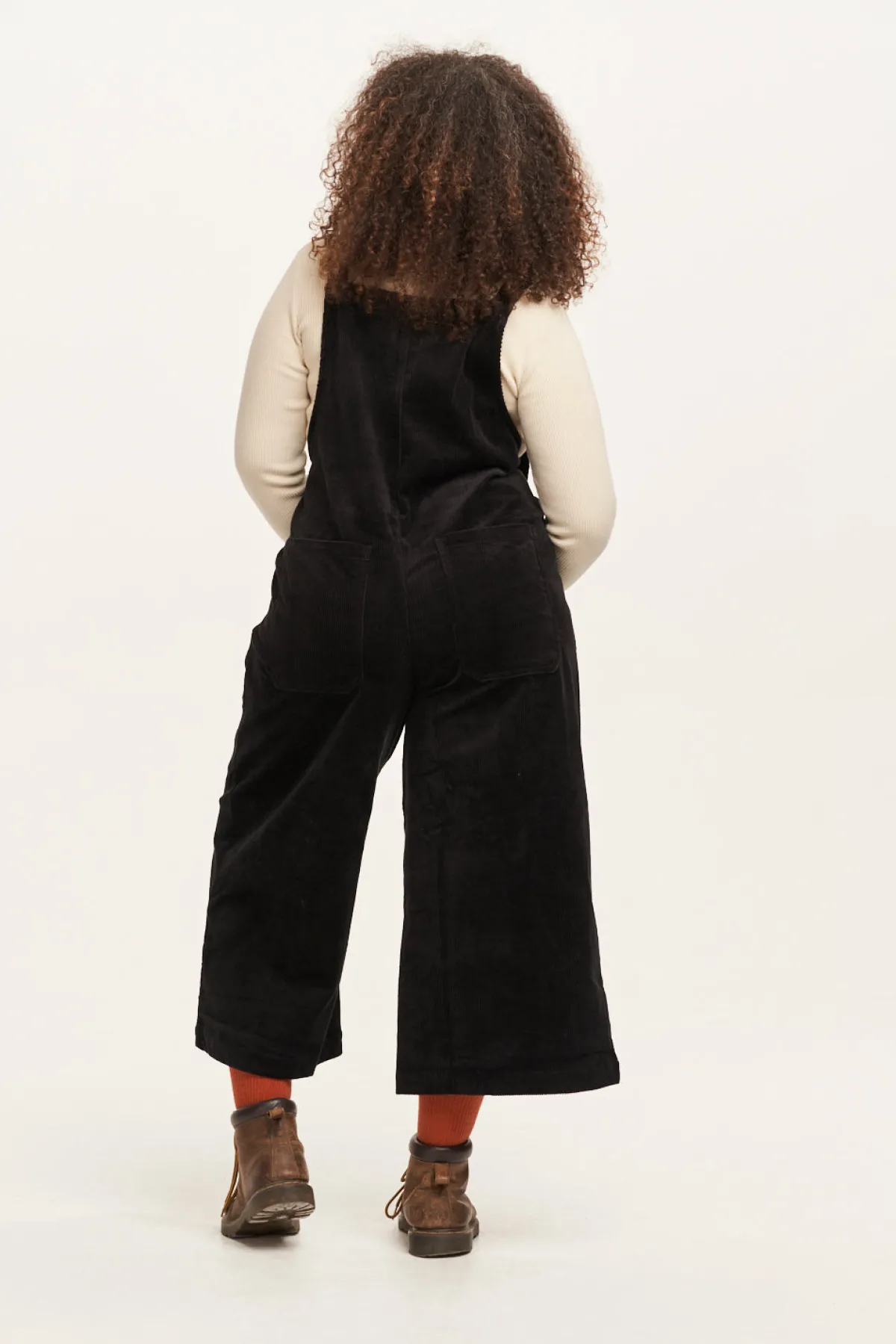 Lucy & Yak Jenny - Wide Leg Corduroy Dungarees in Black