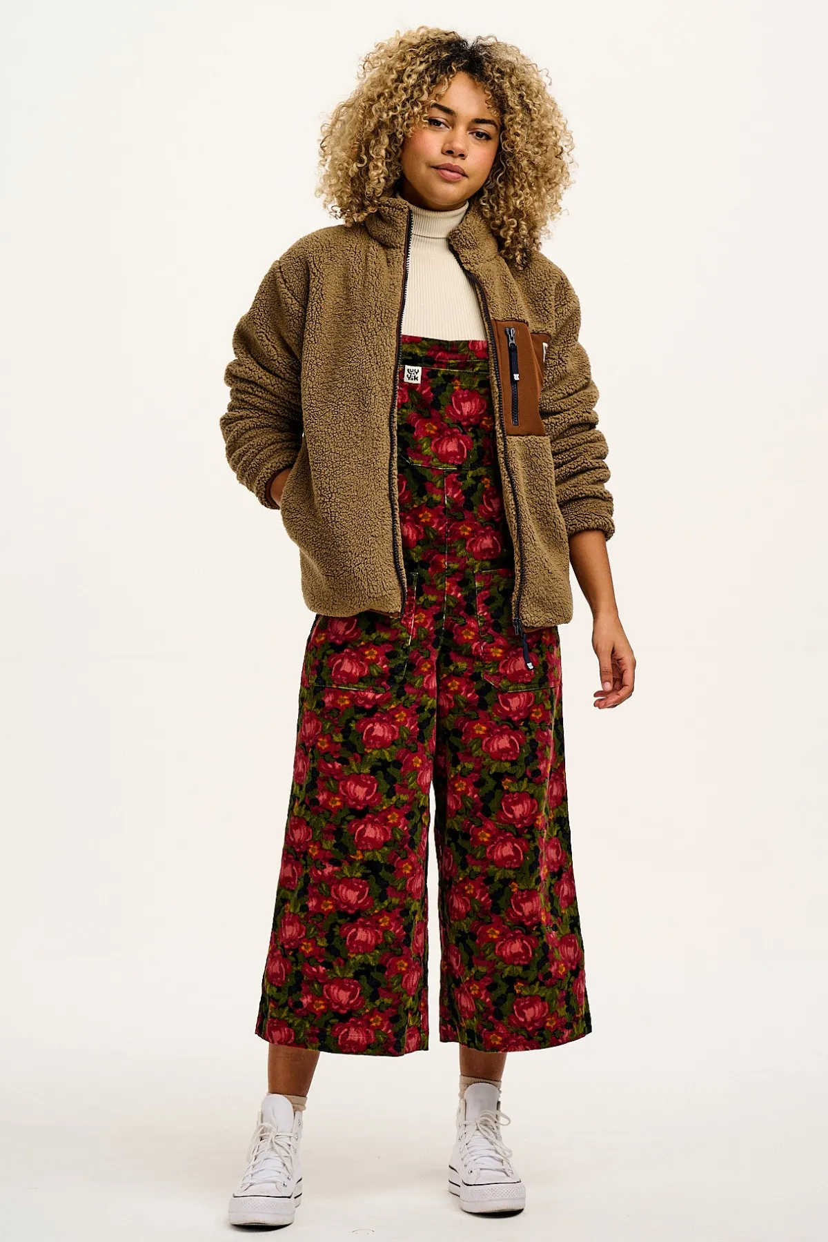 Lucy & Yak Jenny - Wide Leg Corduroy Dungarees in Rosetta Print