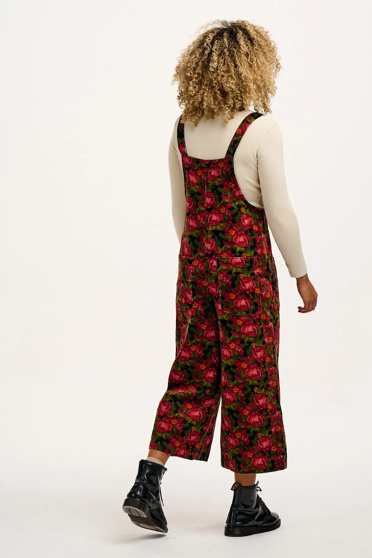 Lucy & Yak Jenny - Wide Leg Corduroy Dungarees in Rosetta Print