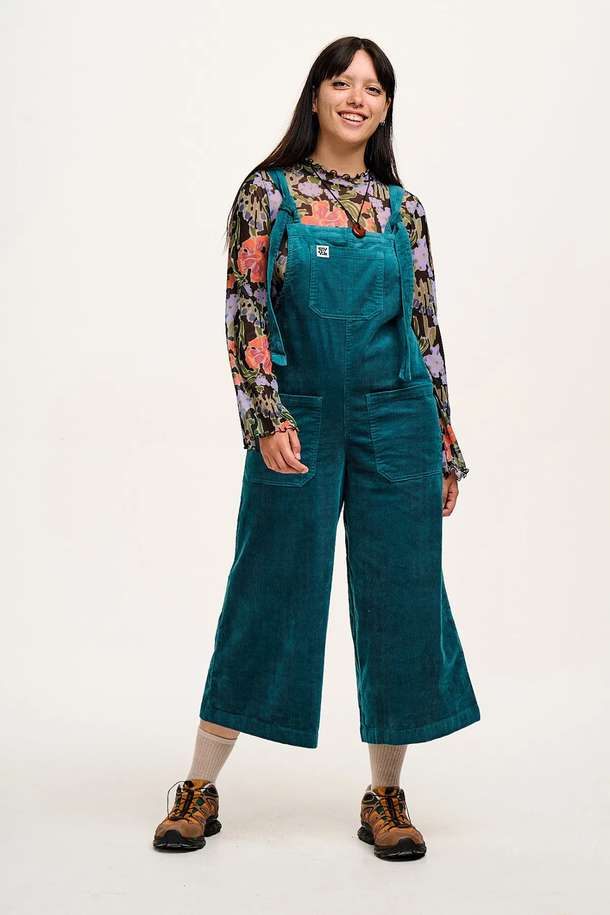 Lucy & Yak Jenny - Wide Leg Corduroy Dungarees in Teal