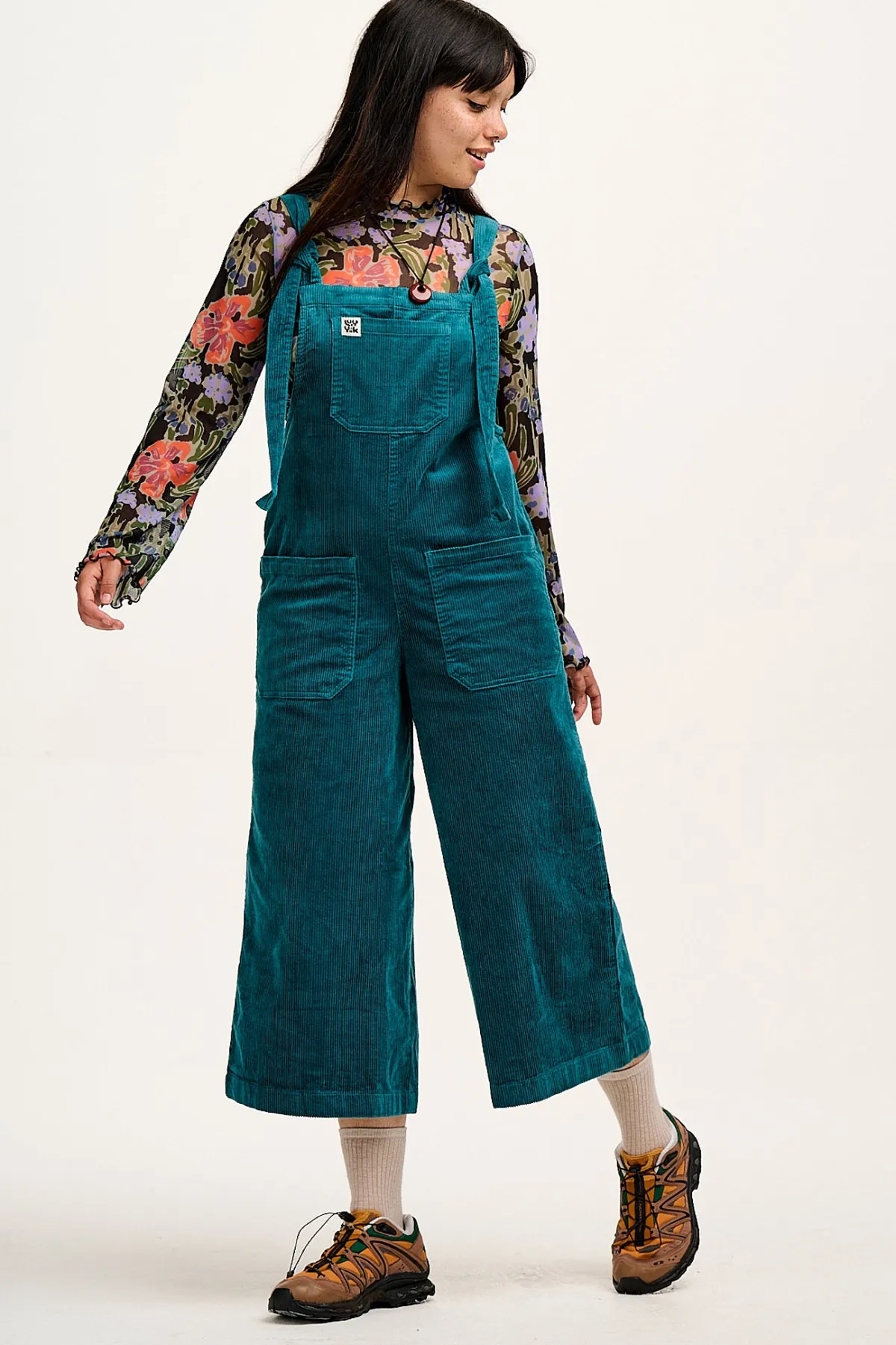 Lucy & Yak Jenny - Wide Leg Corduroy Dungarees in Teal