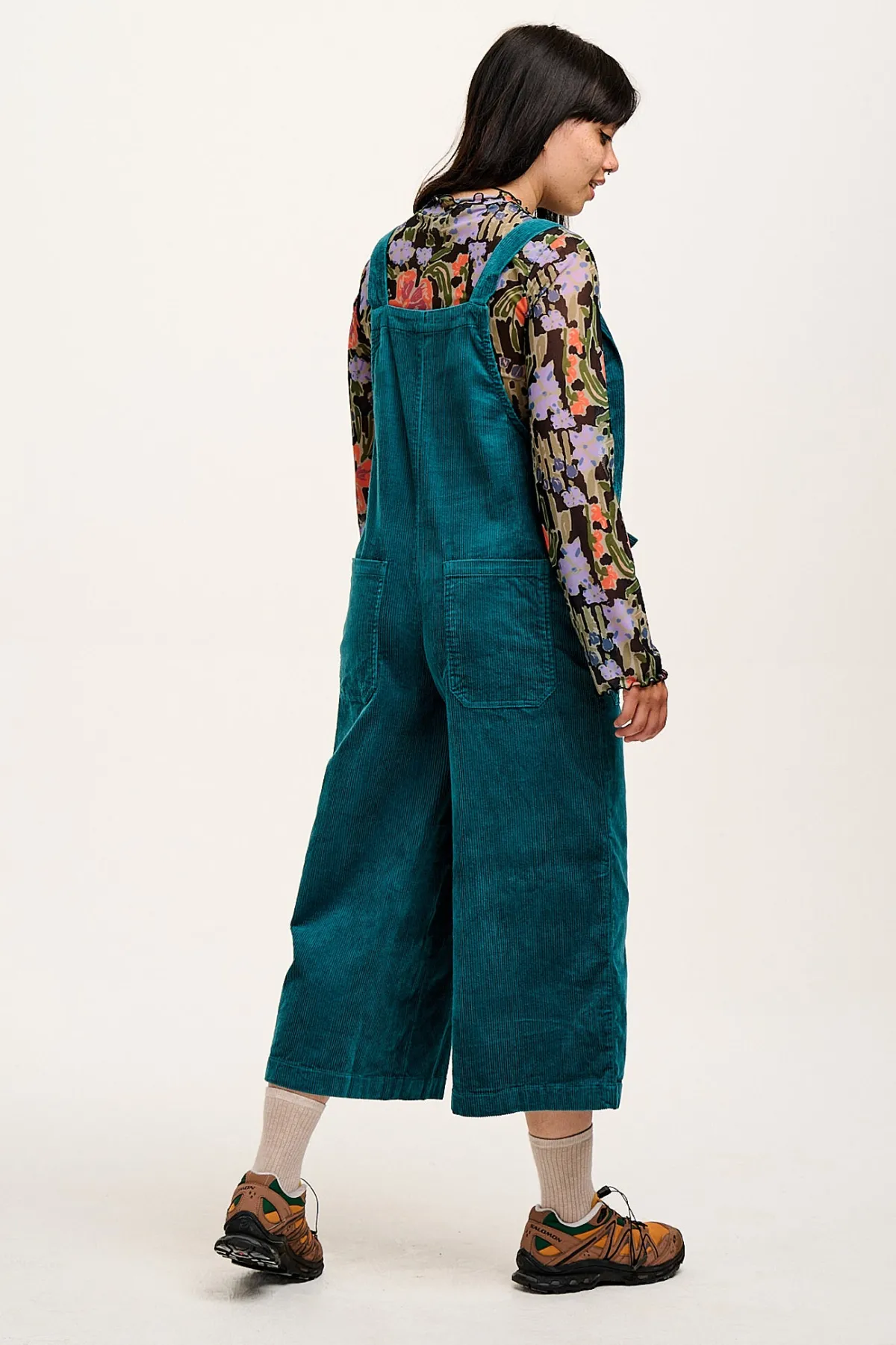 Lucy & Yak Jenny - Wide Leg Corduroy Dungarees in Teal