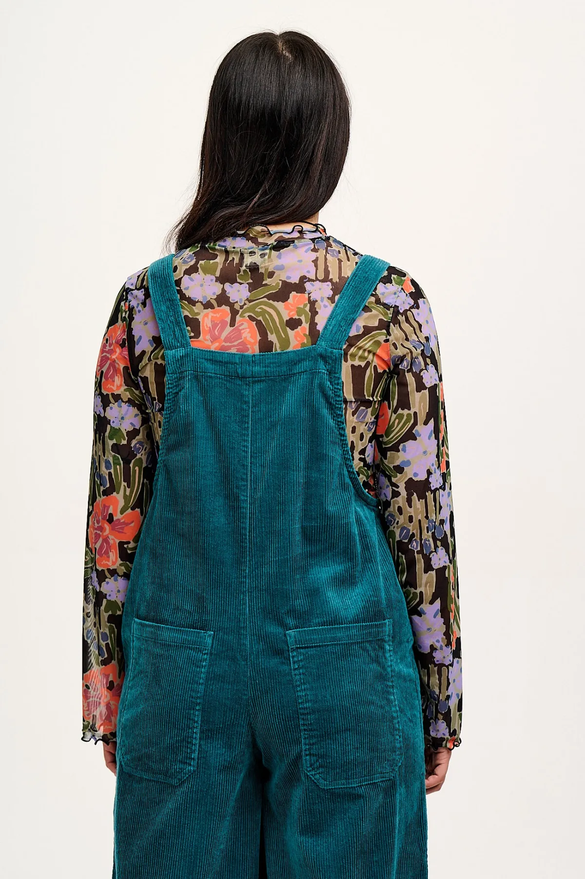 Lucy & Yak Jenny - Wide Leg Corduroy Dungarees in Teal