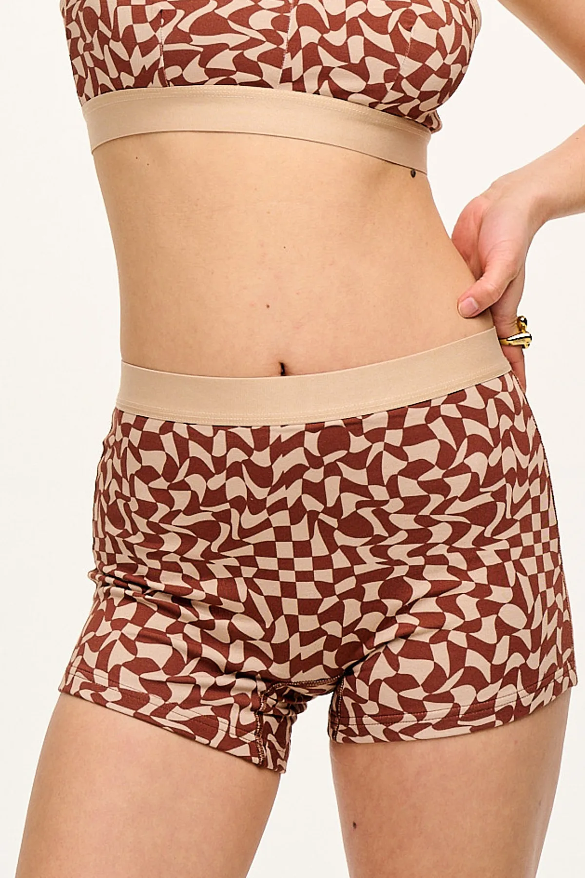 Lucy & Yak Joey - Cotton & Bamboo Boxer Shorts in Amara Grid Print