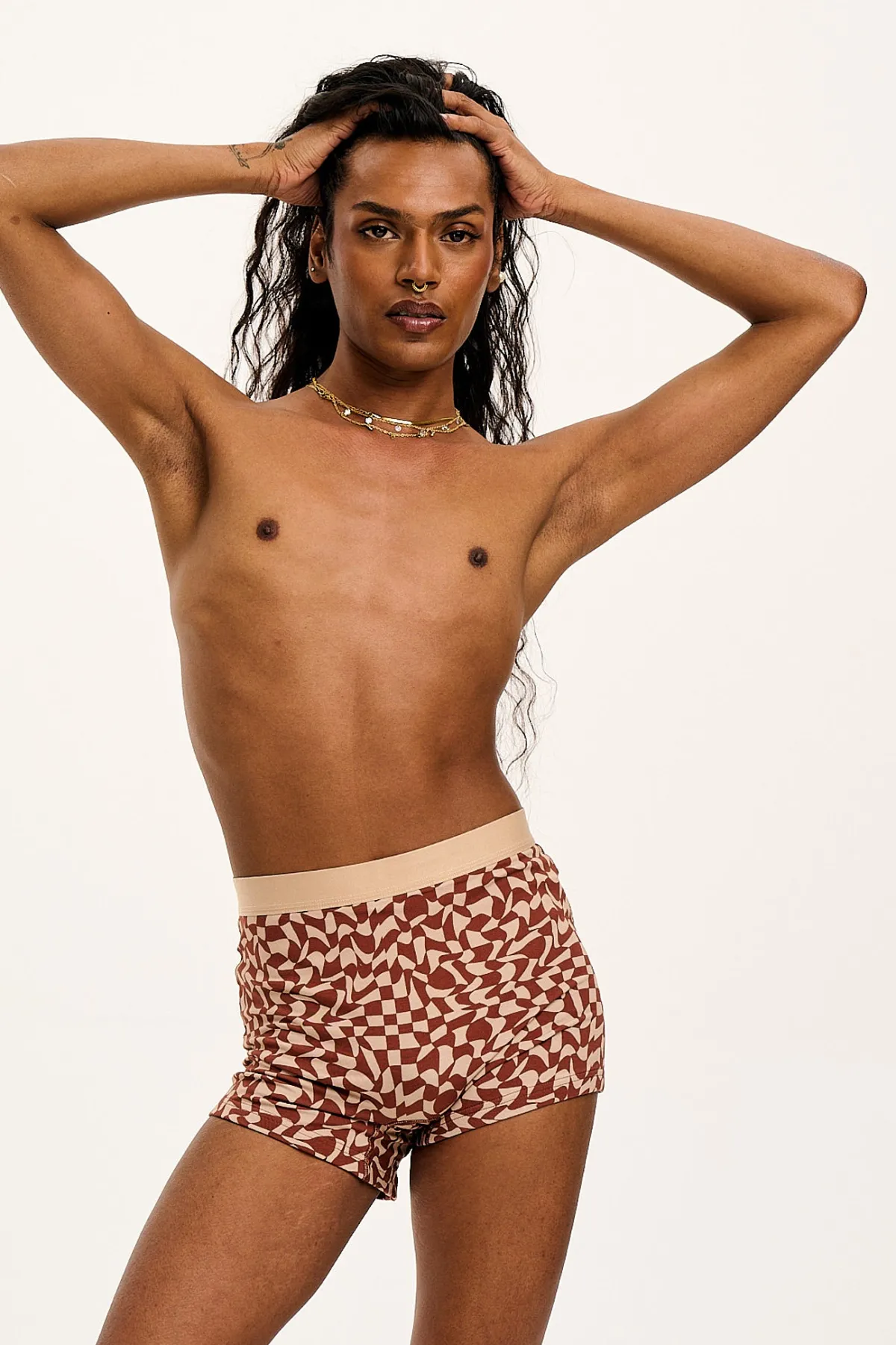 Lucy & Yak Joey - Cotton & Bamboo Boxer Shorts in Amara Grid Print