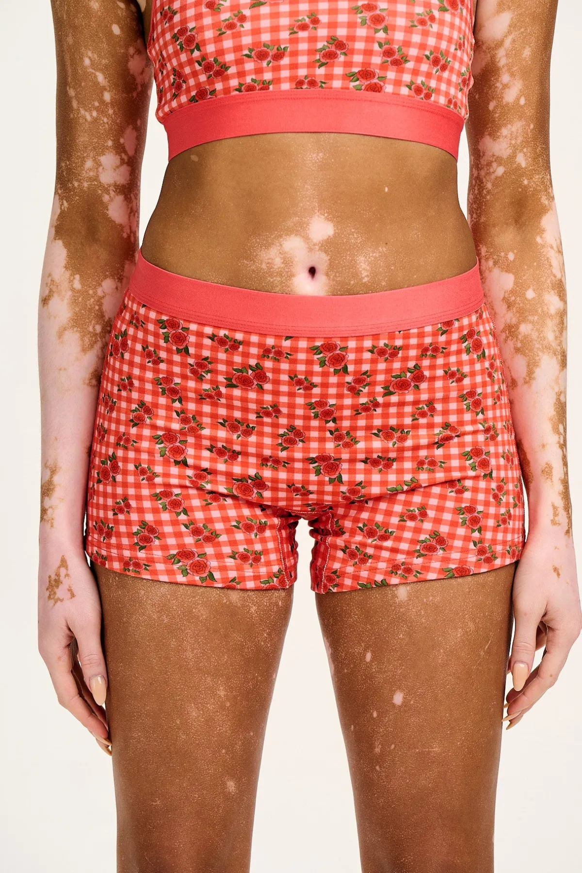 Lucy & Yak Joey - Cotton & Bamboo Boxer Shorts in Pink Check Rosalind Print