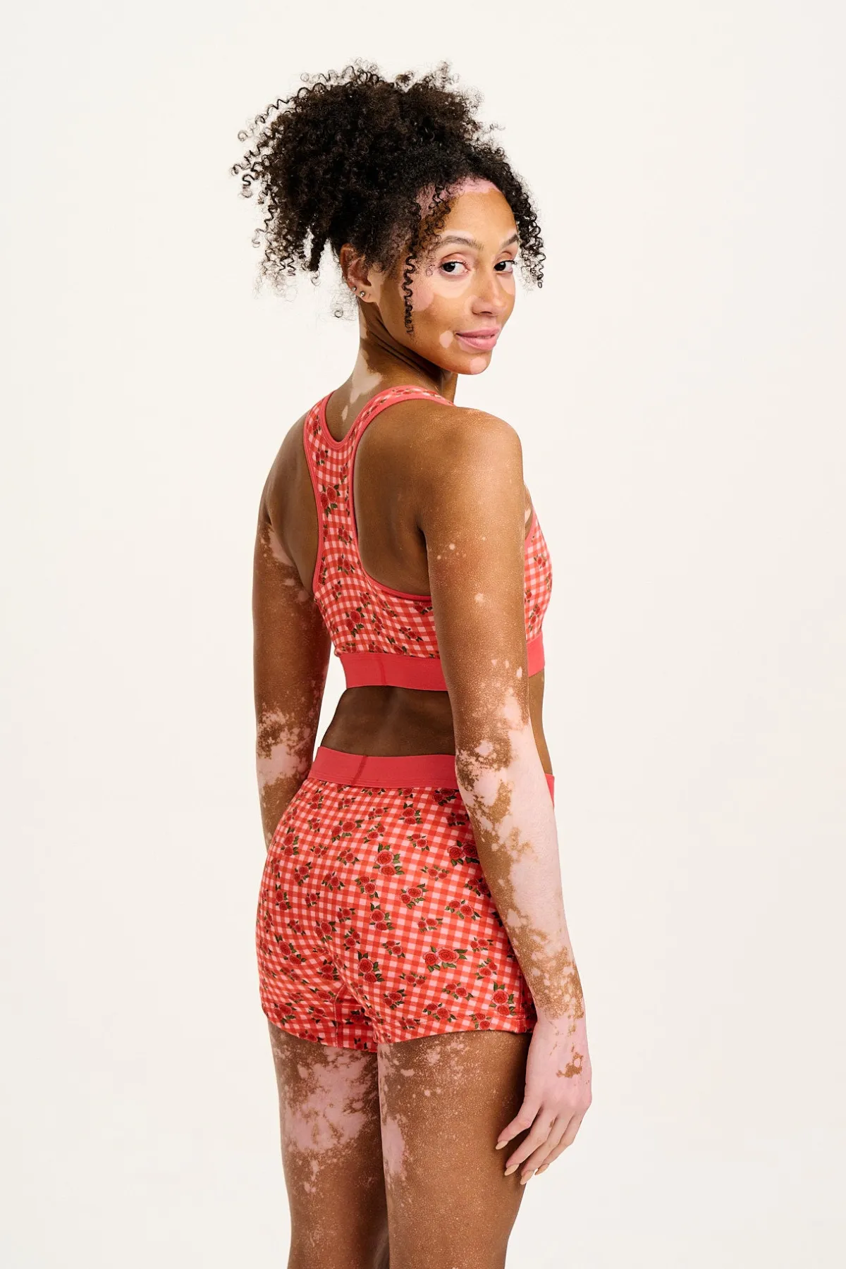 Lucy & Yak Joey - Cotton & Bamboo Boxer Shorts in Pink Check Rosalind Print