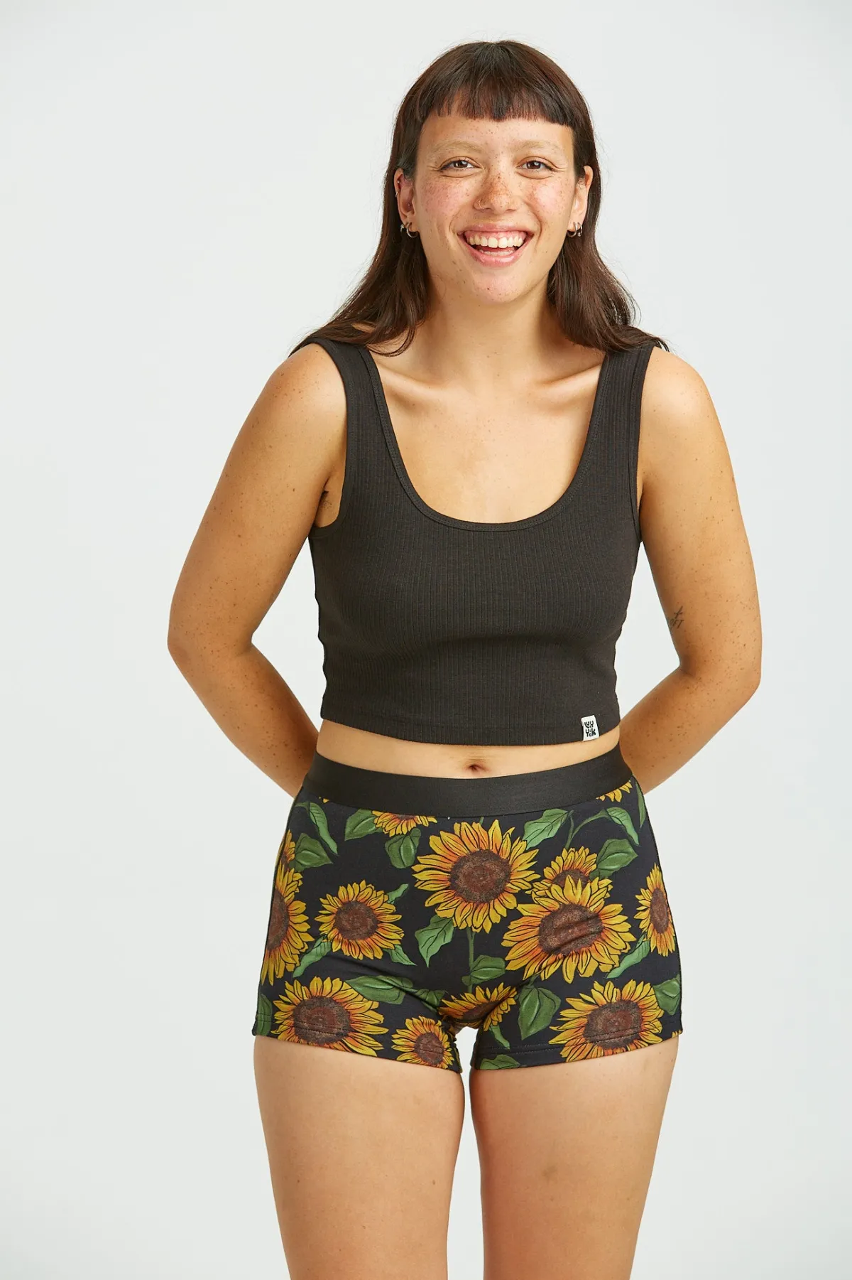 Lucy & Yak Joey - Cotton & Bamboo Boxer Shorts in Sunflower Print