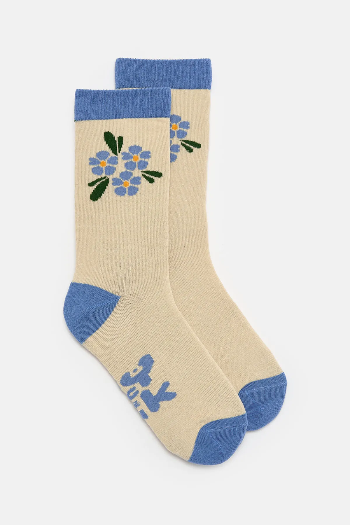 Lucy & Yak JoJo - Cotton Socks in Blue Flower Embroidery