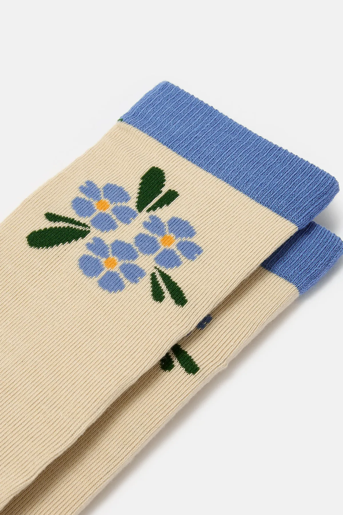 Lucy & Yak JoJo - Cotton Socks in Blue Flower Embroidery