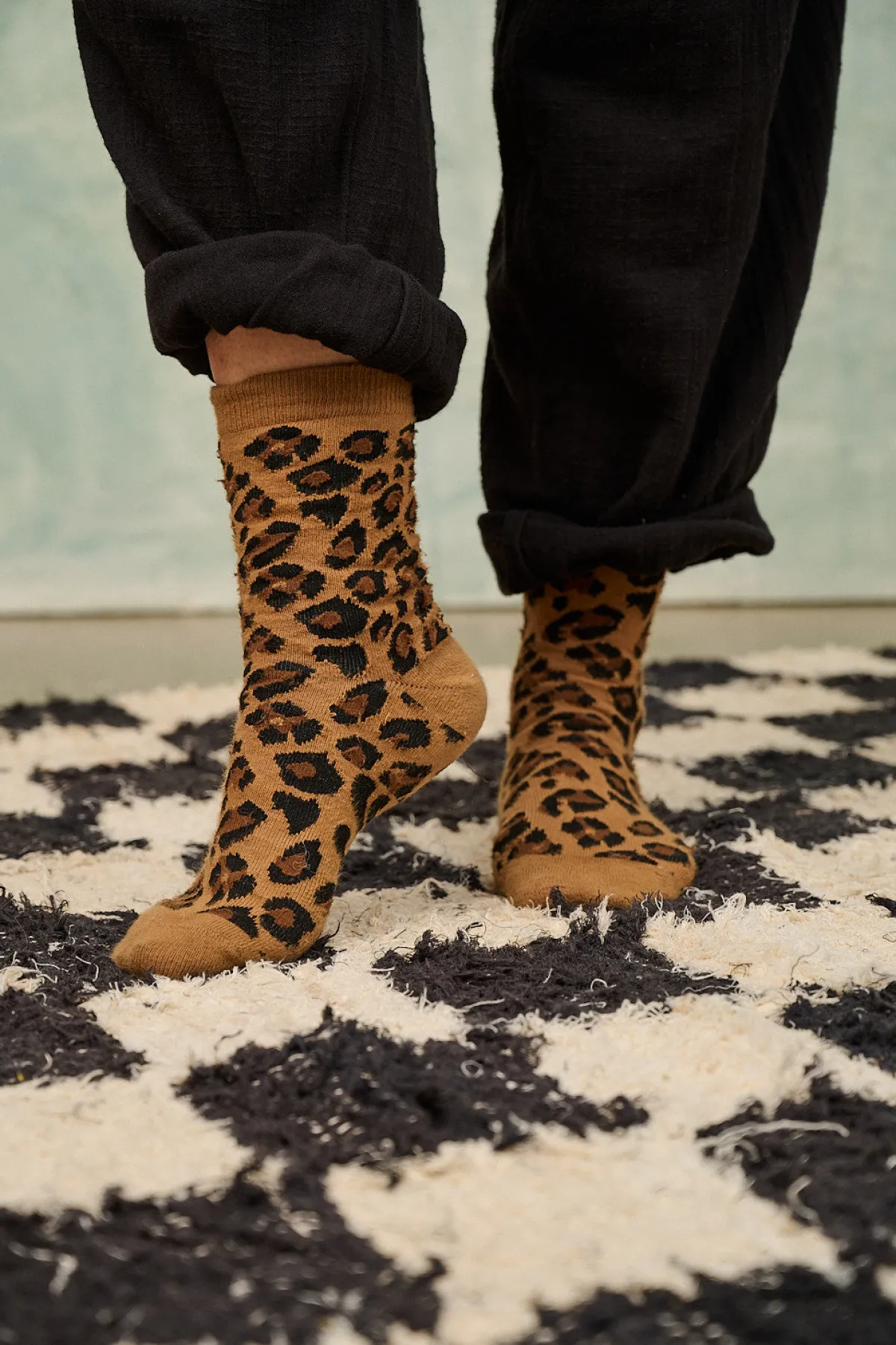 Lucy & Yak JoJo - Cotton Socks in Leopard Print