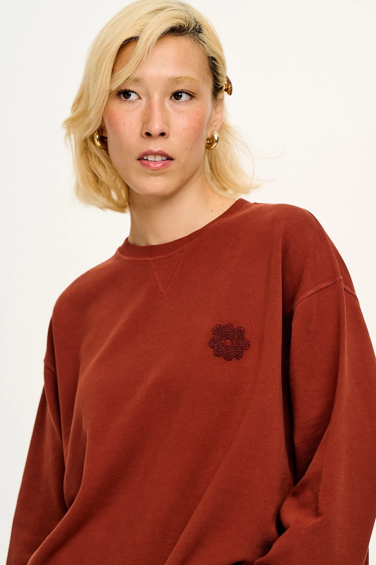 Lucy & Yak Kai - Midweight Cosy Loop Back Cotton Sweatshirt in Hazel